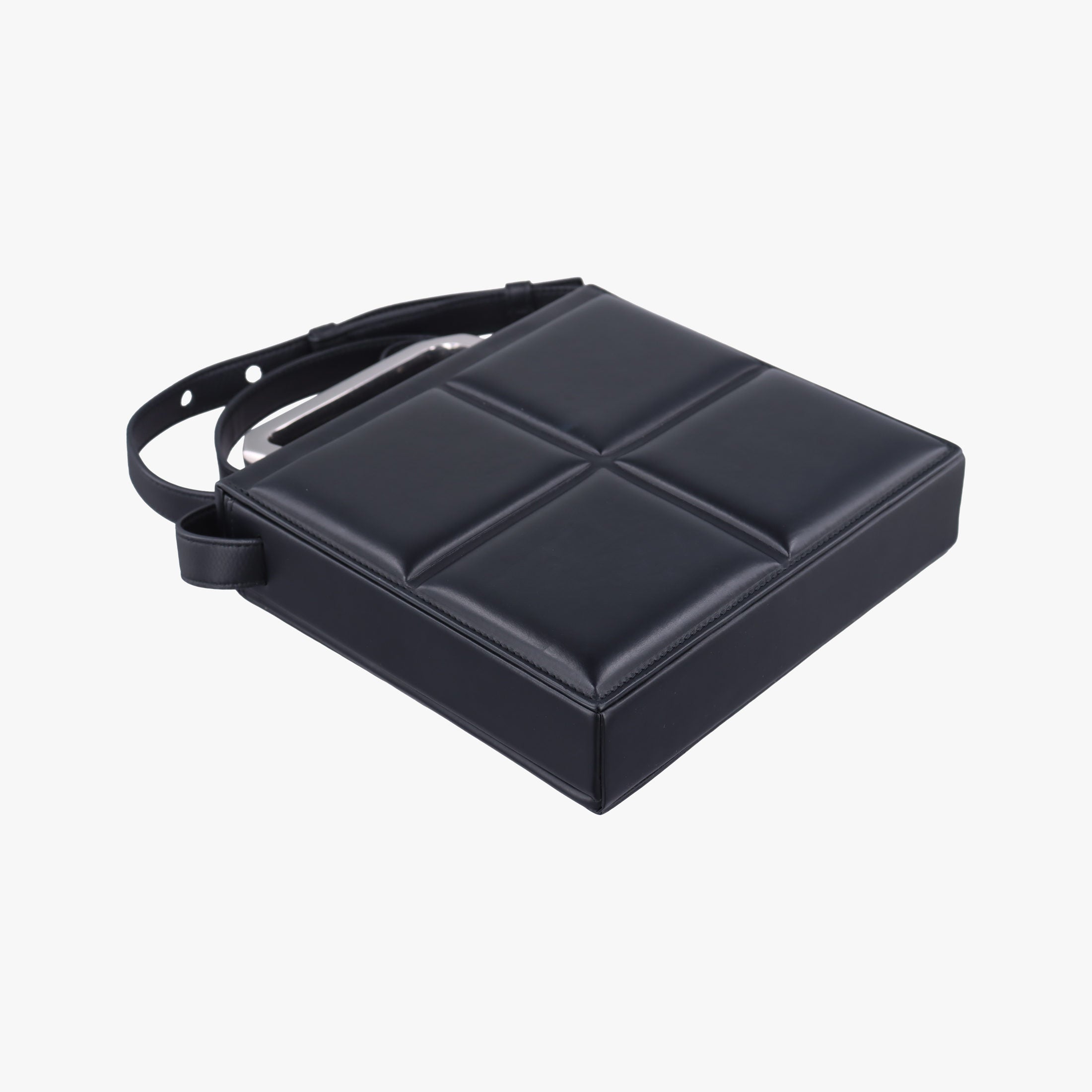 Pre-owned Bottega Veneta Padded Messenger Mini Trunk Black lambskin  shoulderbag | stylenewstar