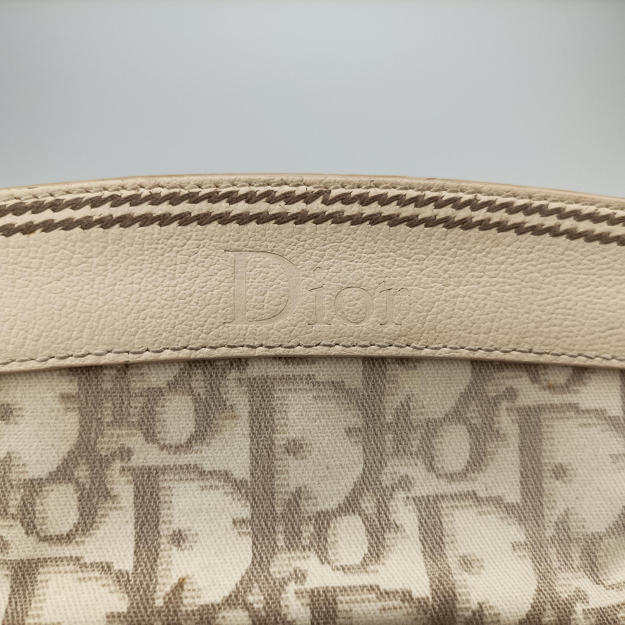 Pre-owned Christian Dior Trotter Flower Line White x Beige x Multicolor Canvas × Leather  handbag | stylenewstar