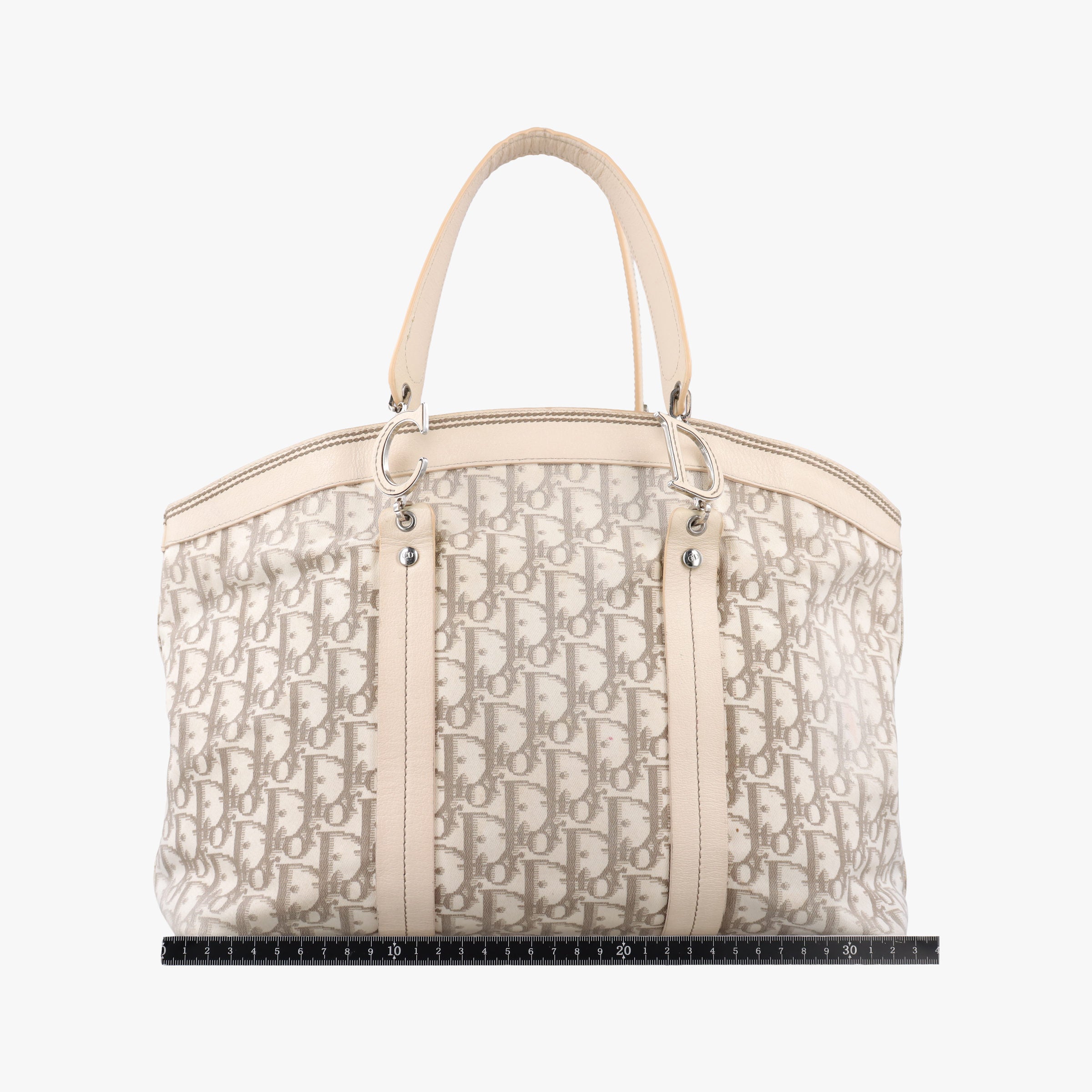 Pre-owned Christian Dior Trotter Flower Line White x Beige x Multicolor Canvas × Leather  handbag | stylenewstar