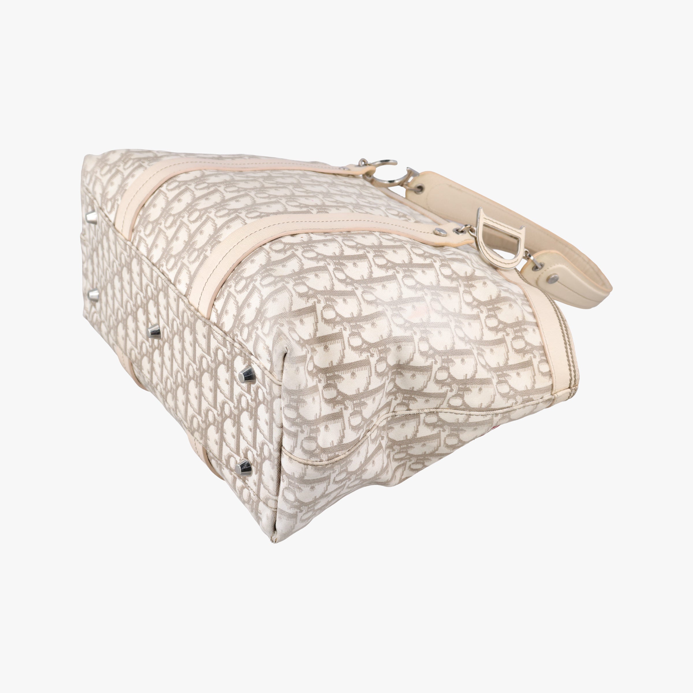 Pre-owned Christian Dior Trotter Flower Line White x Beige x Multicolor Canvas × Leather  handbag | stylenewstar