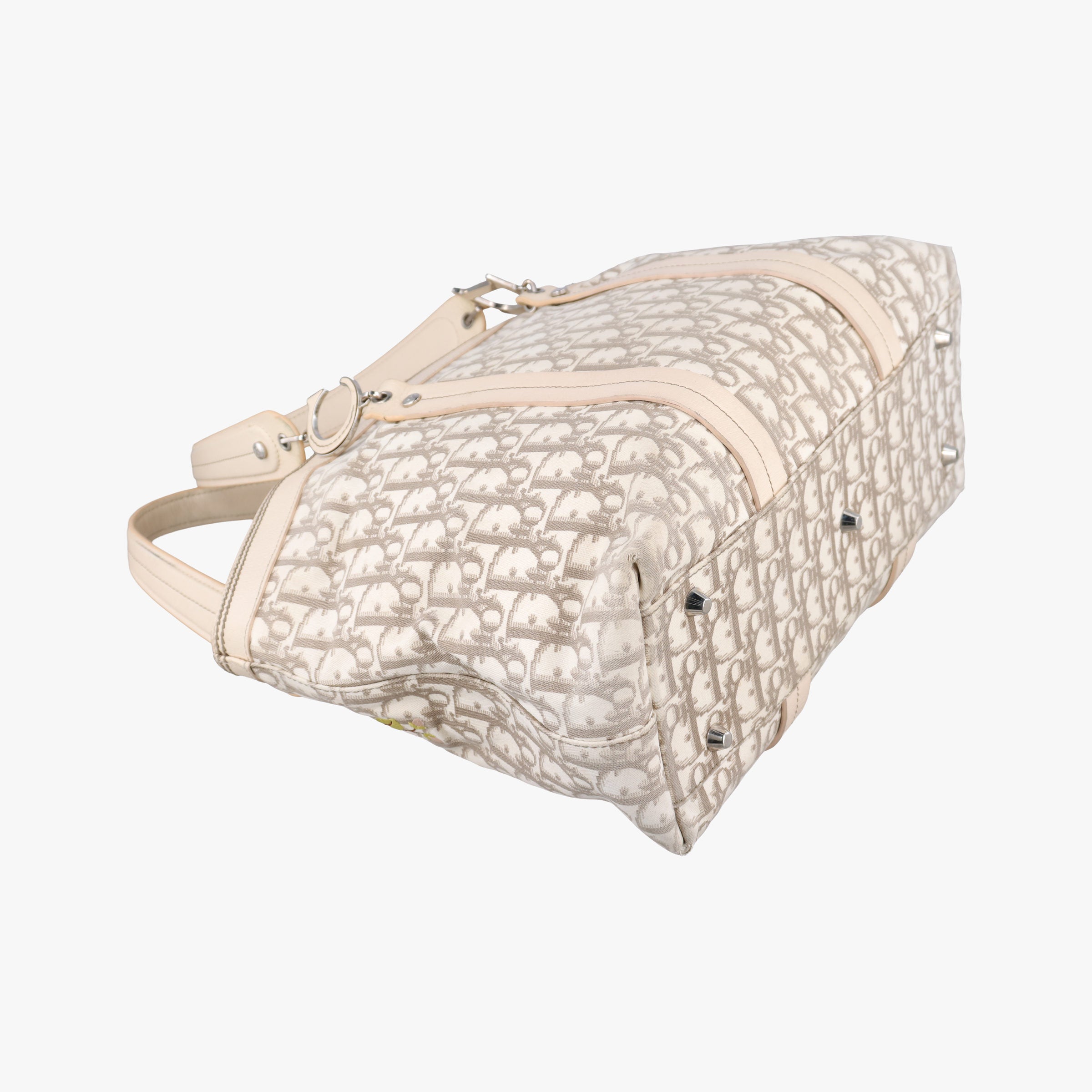 Pre-owned Christian Dior Trotter Flower Line White x Beige x Multicolor Canvas × Leather  handbag | stylenewstar
