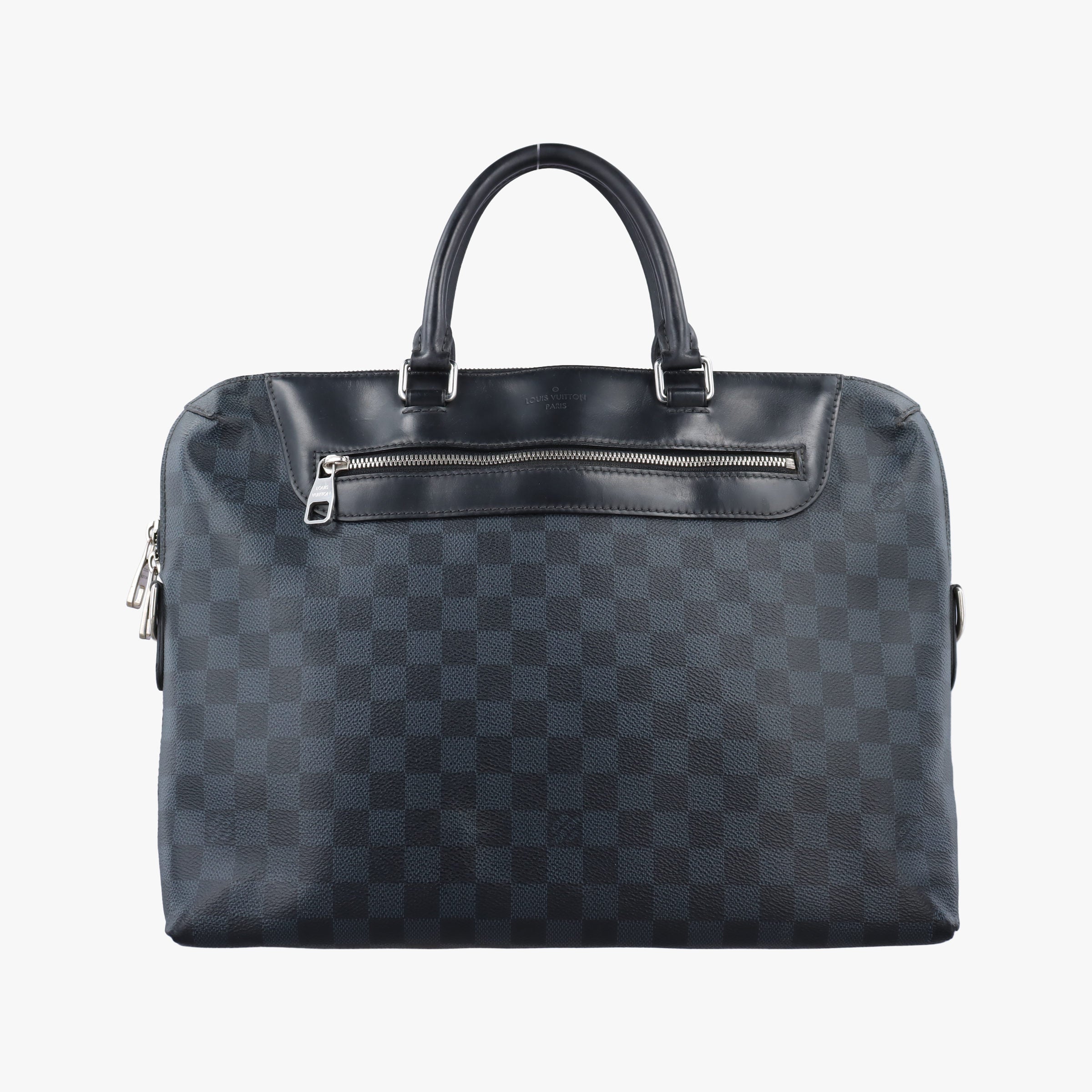 Pre-owned Louis Vuitton Porte-Documents Jour NM Black×Navy Damier Cobalt N48260 handbag | stylenewstar