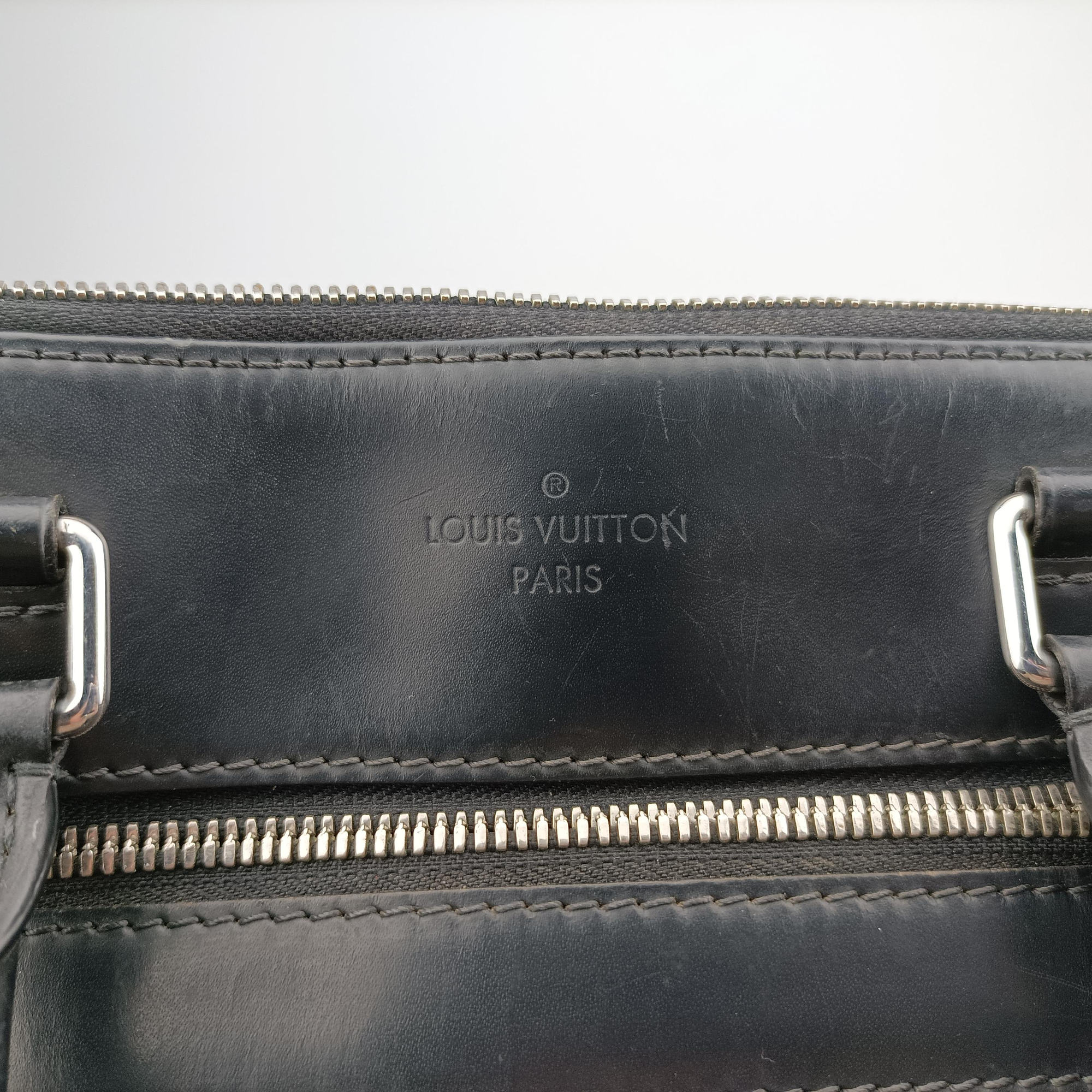 Pre-owned Louis Vuitton Porte-Documents Jour NM Black×Navy Damier Cobalt N48260 handbag | stylenewstar