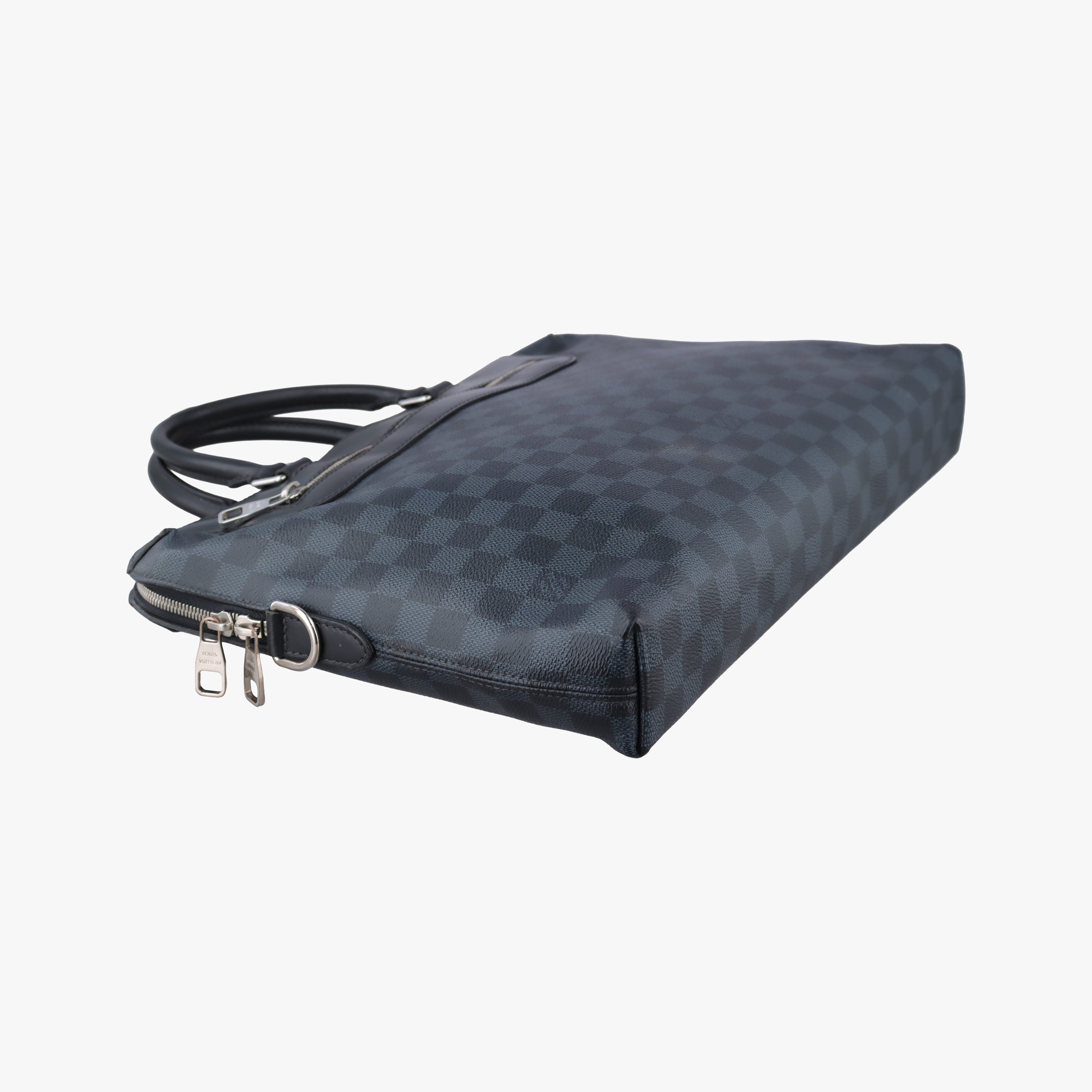 Pre-owned Louis Vuitton Porte-Documents Jour NM Black×Navy Damier Cobalt N48260 handbag | stylenewstar