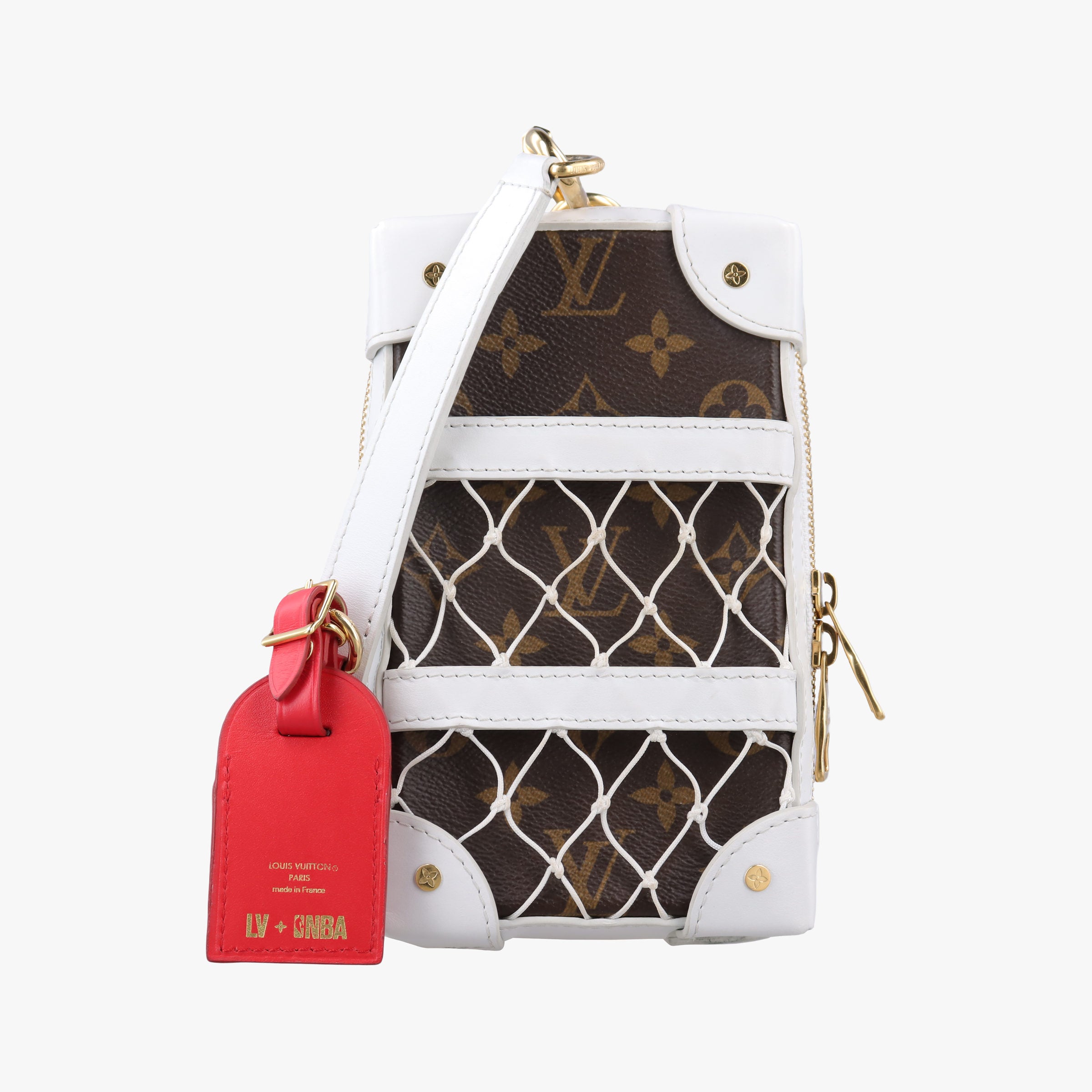 Vintage Louis Vuitton LVxNBA Soft Trunk Phone Box brown×white Monogram Canvas×calf leather M80102 shoulderbag | stylenewstar