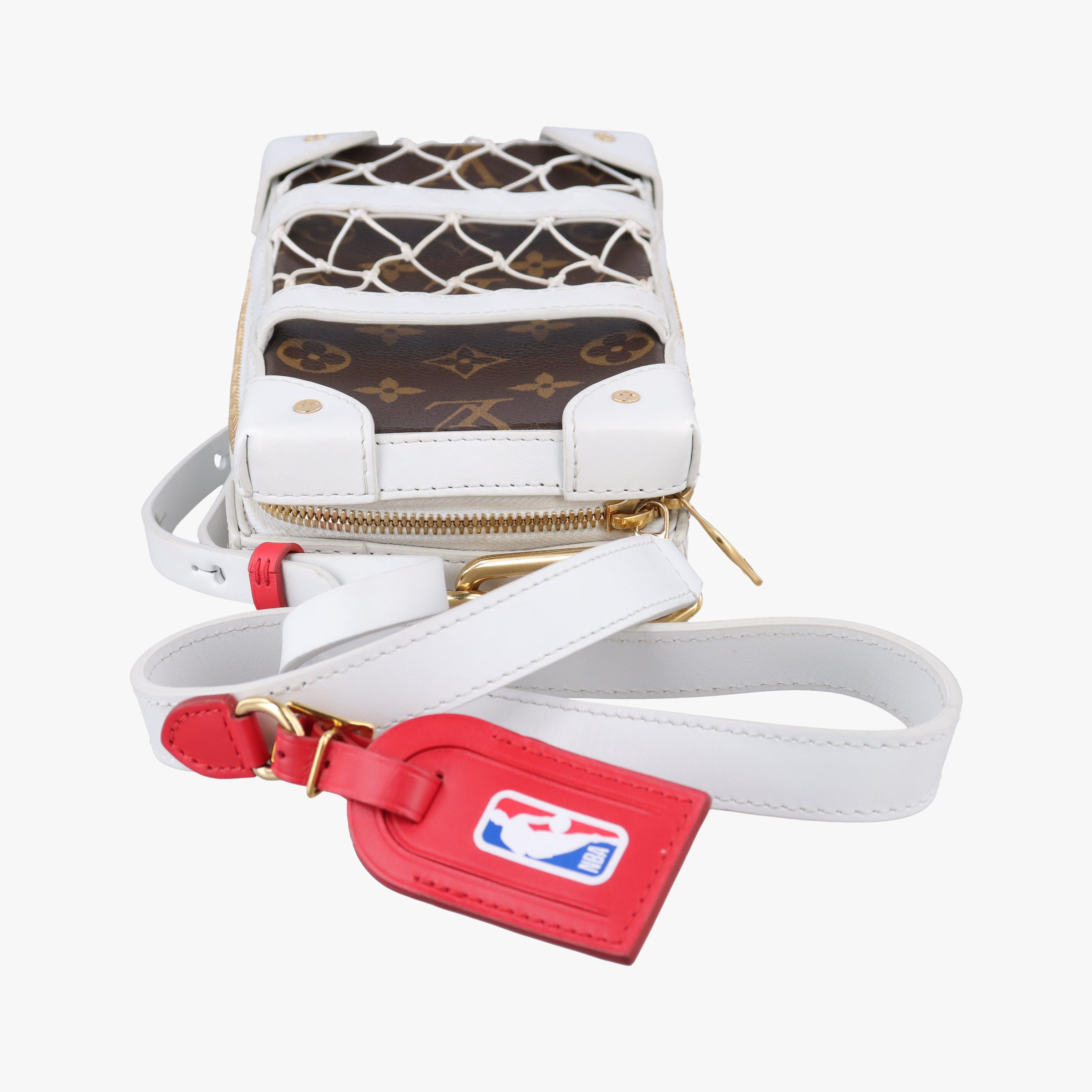 Vintage Louis Vuitton LVxNBA Soft Trunk Phone Box brown×white Monogram Canvas×calf leather M80102 shoulderbag | stylenewstar