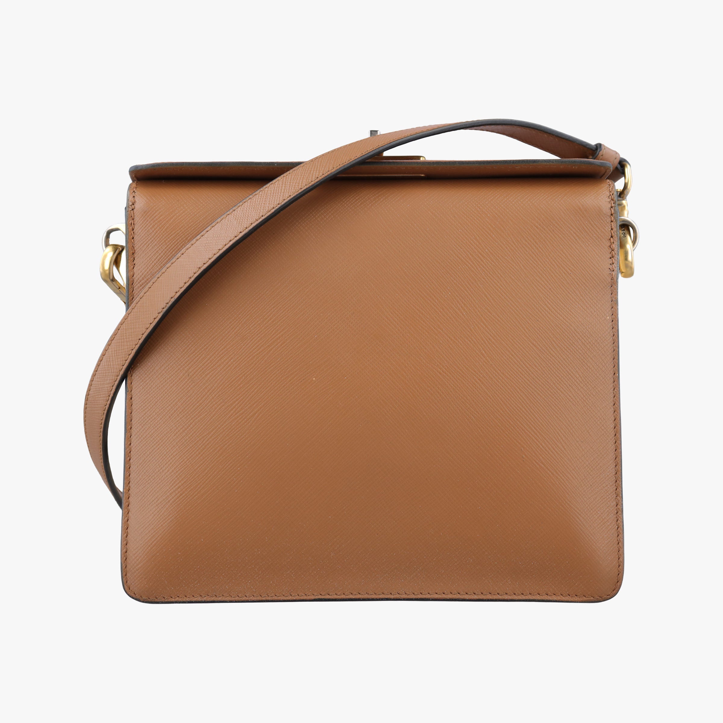 Pre-owned Prada Bicolor Box Brown×White Saffiano Leather  shoulderbag | stylenewstar