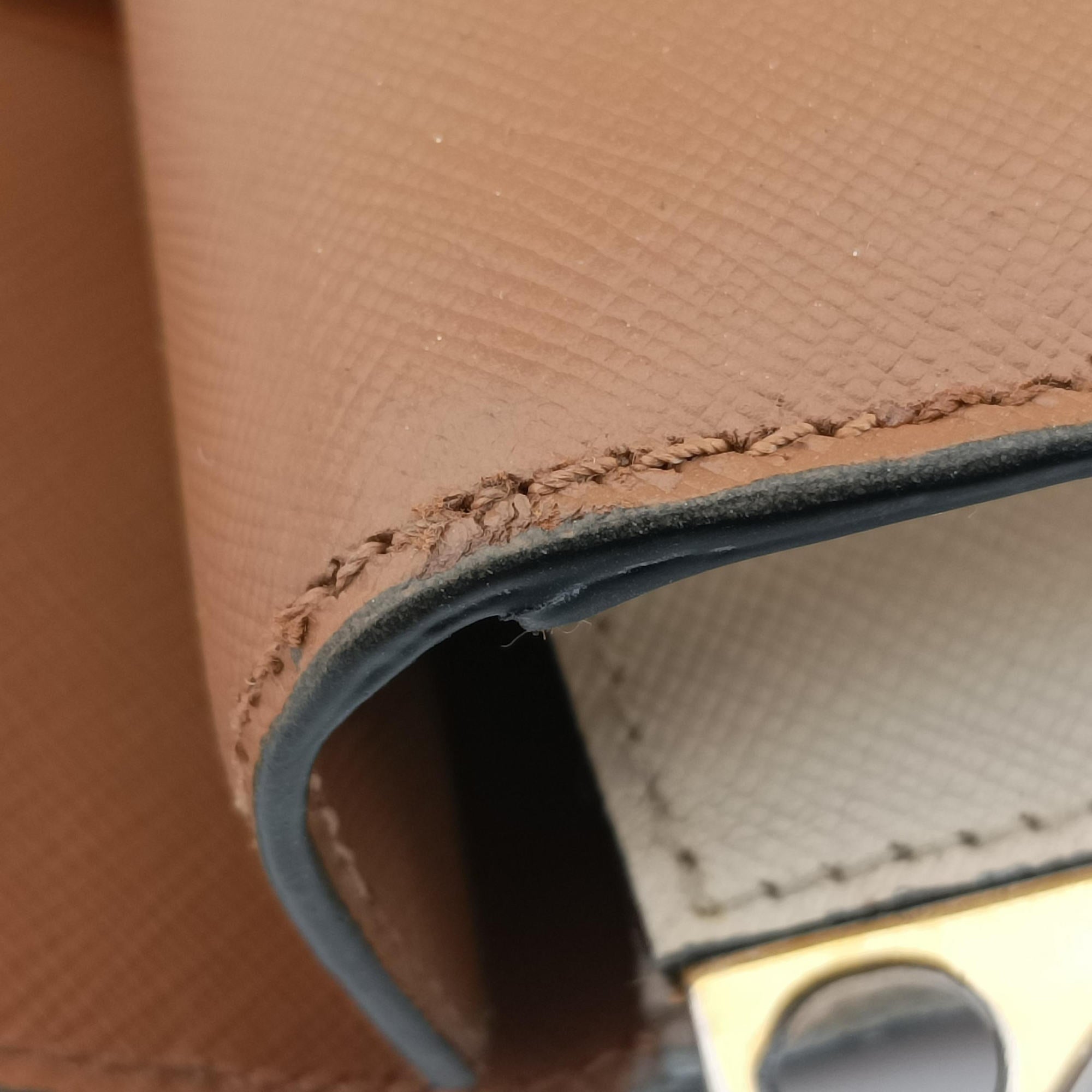 Pre-owned Prada Bicolor Box Brown×White Saffiano Leather  shoulderbag | stylenewstar