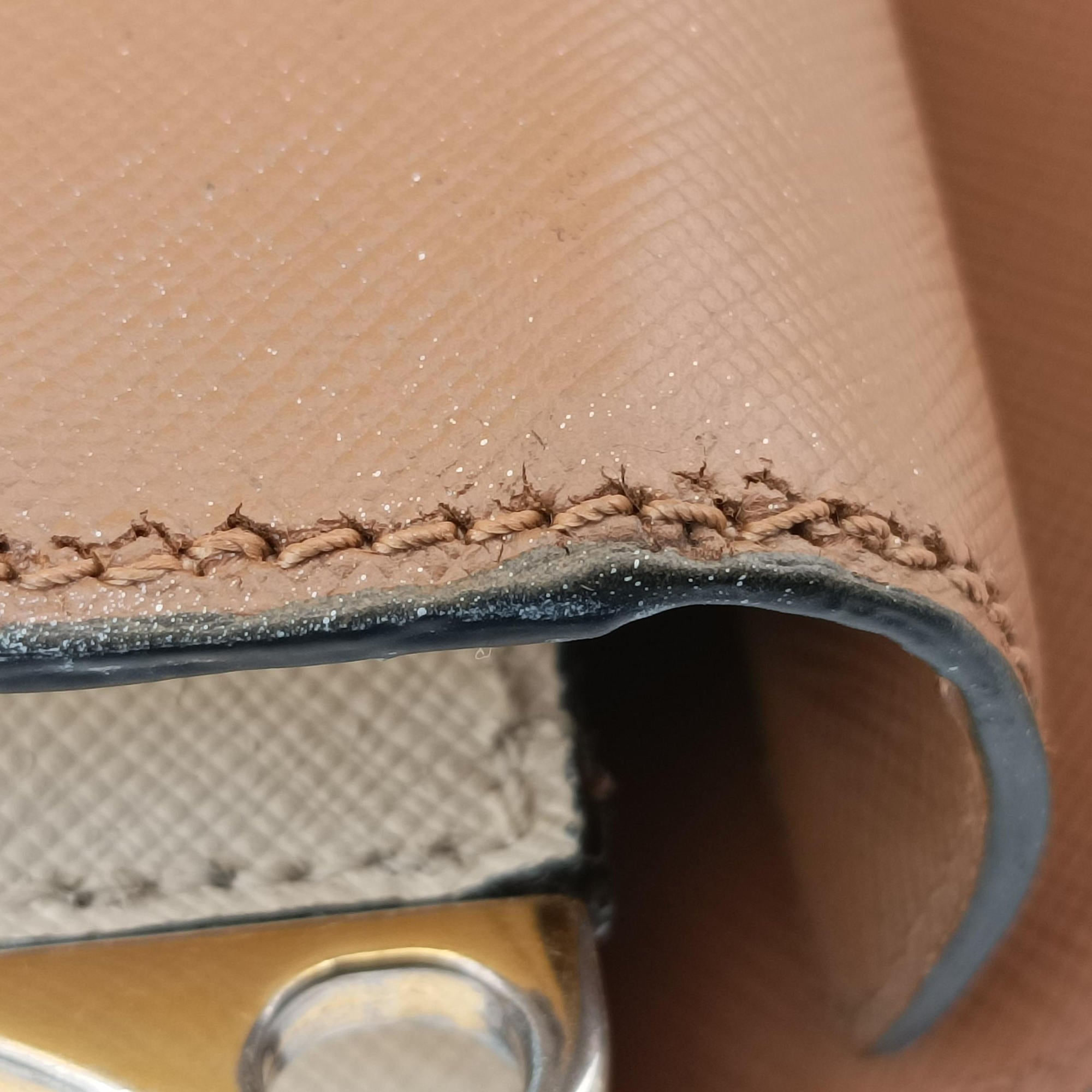 Pre-owned Prada Bicolor Box Brown×White Saffiano Leather  shoulderbag | stylenewstar
