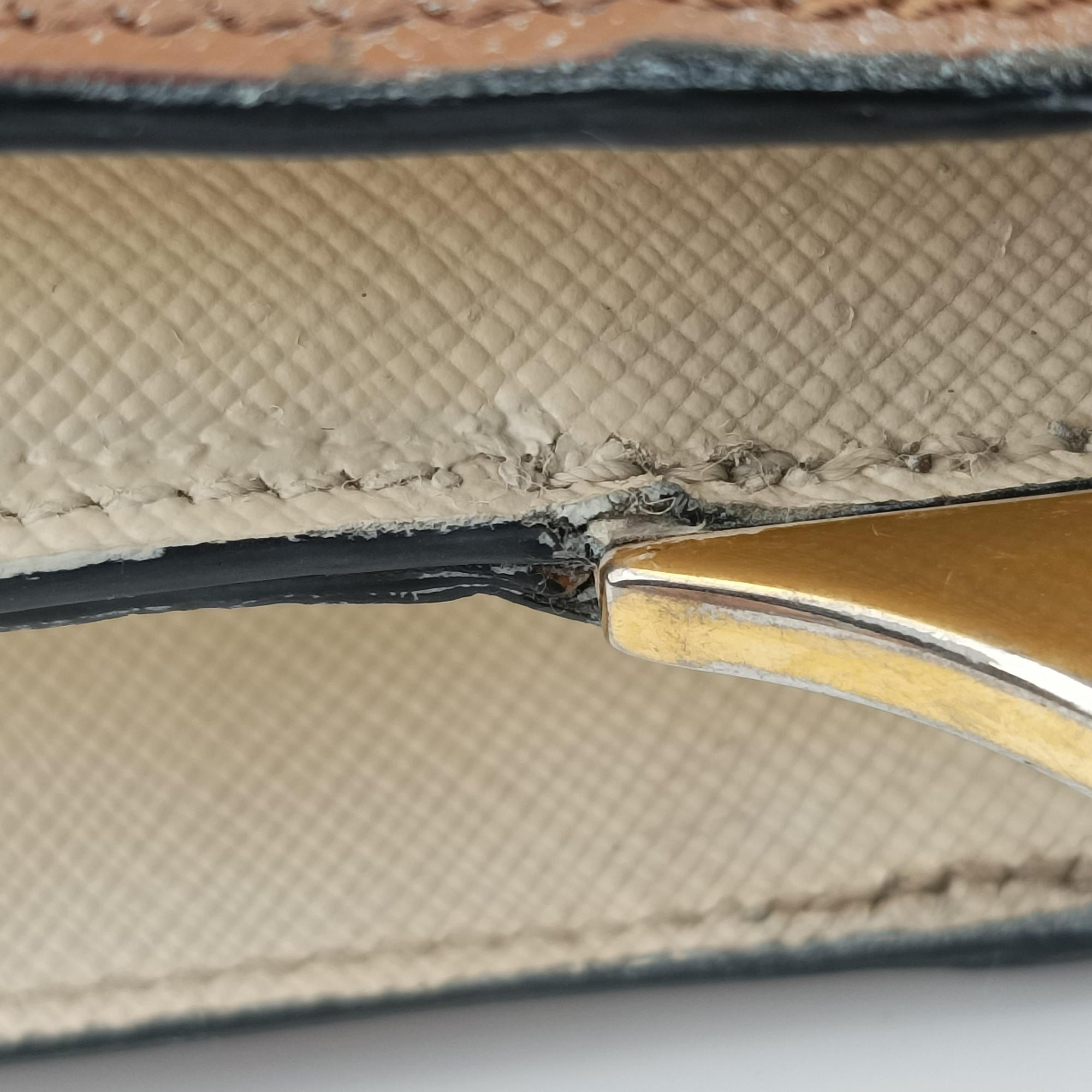 Pre-owned Prada Bicolor Box Brown×White Saffiano Leather  shoulderbag | stylenewstar