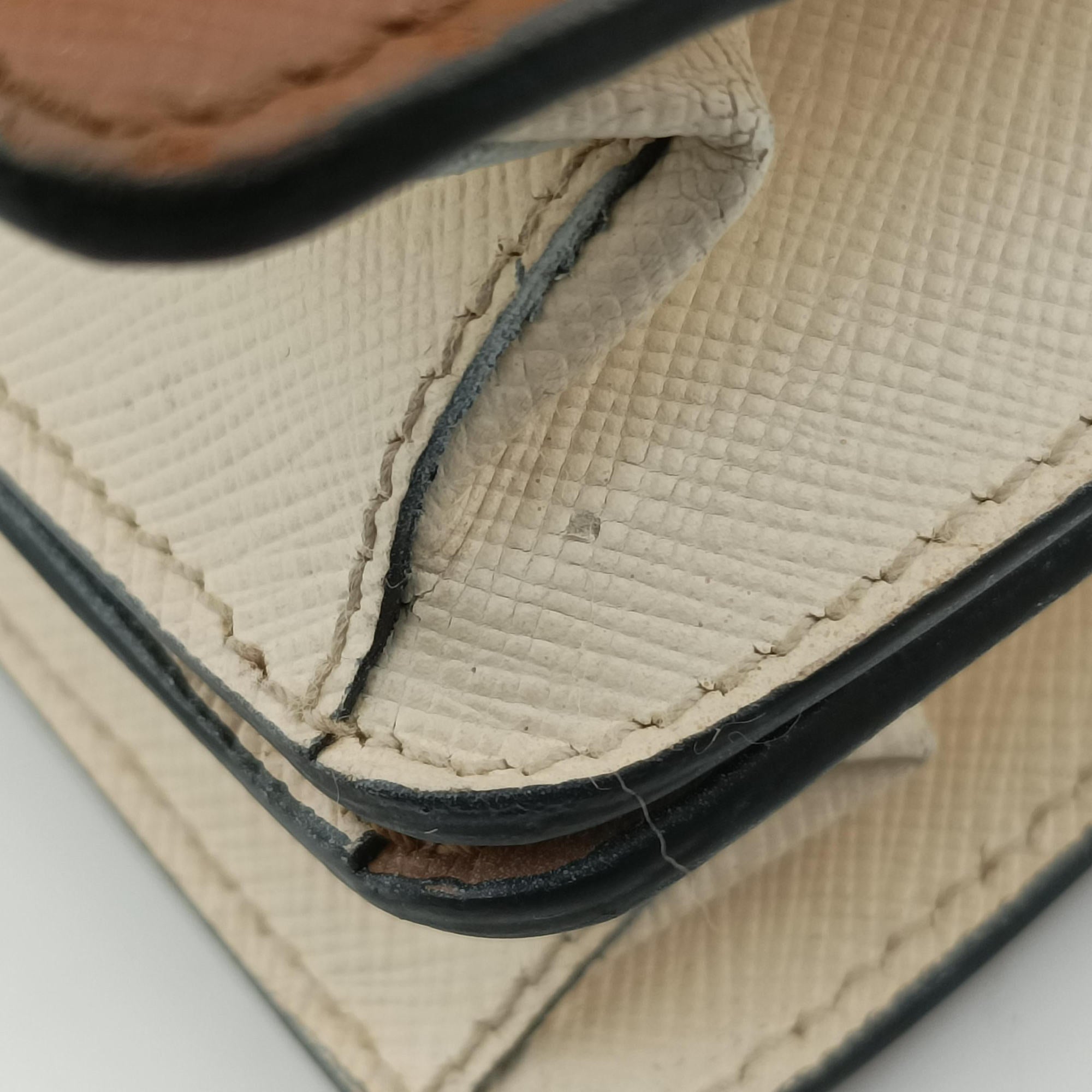 Pre-owned Prada Bicolor Box Brown×White Saffiano Leather  shoulderbag | stylenewstar