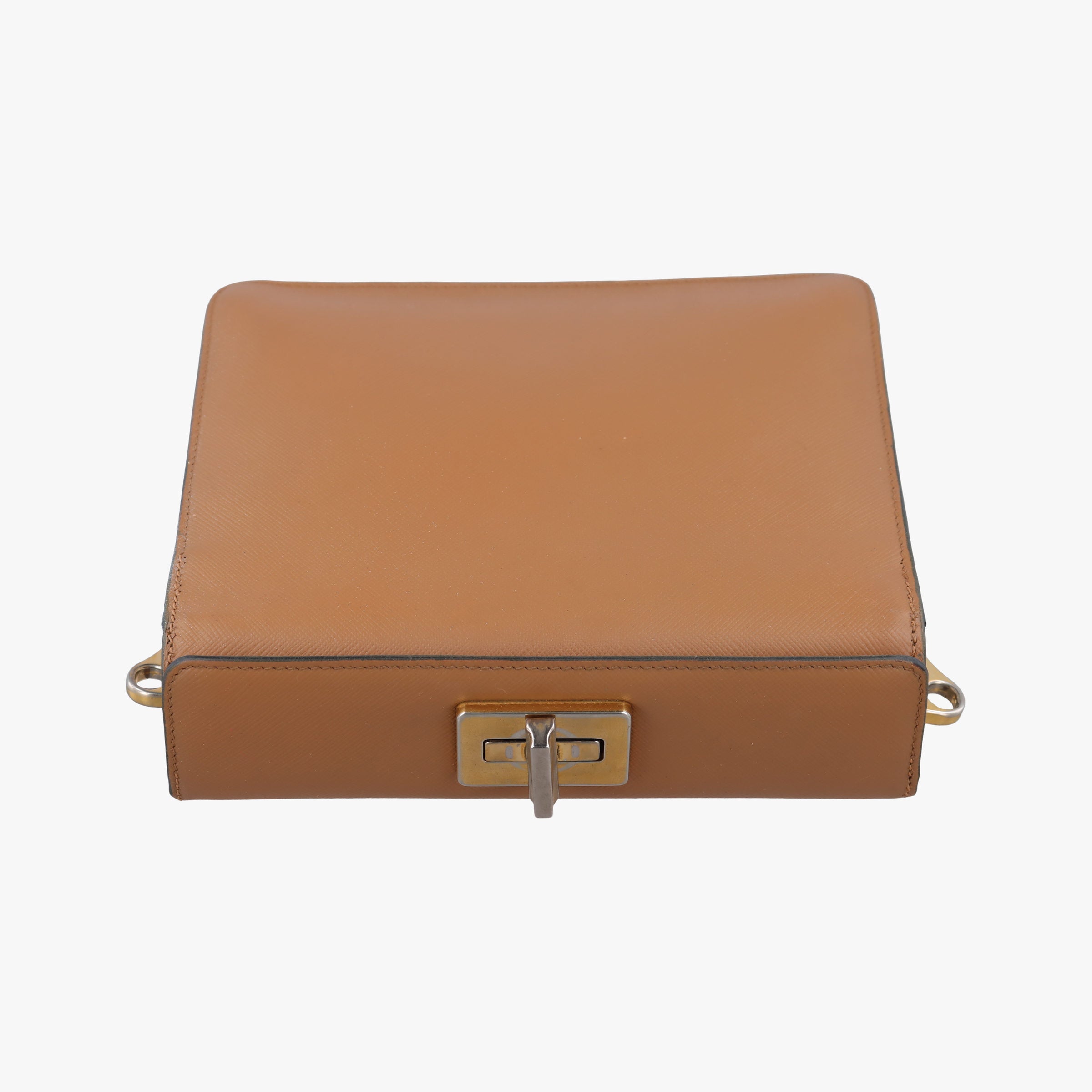 Pre-owned Prada Bicolor Box Brown×White Saffiano Leather  shoulderbag | stylenewstar