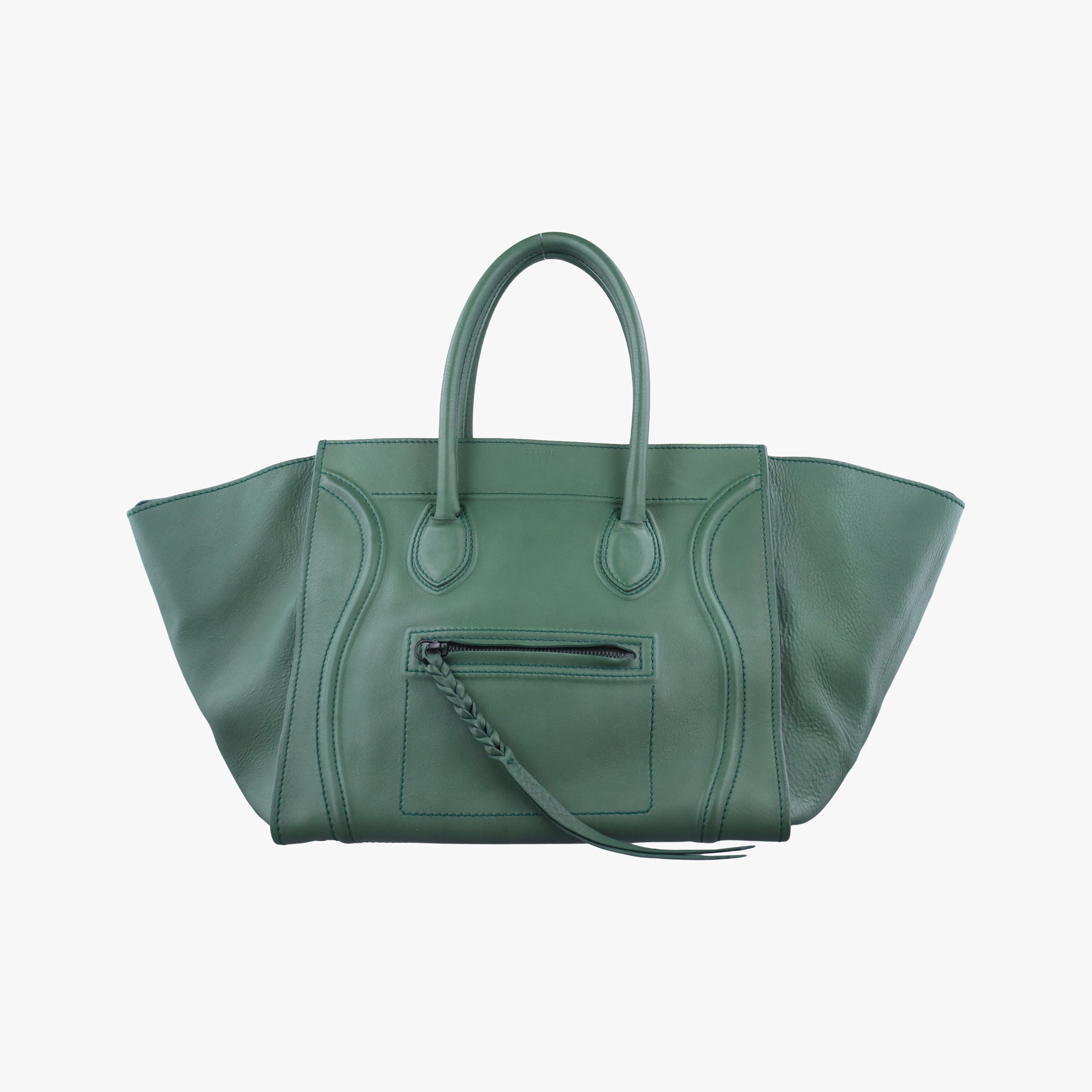 Secondhand Celine Luggage Small Square Phantom Green Leather  handbag | stylenewstar