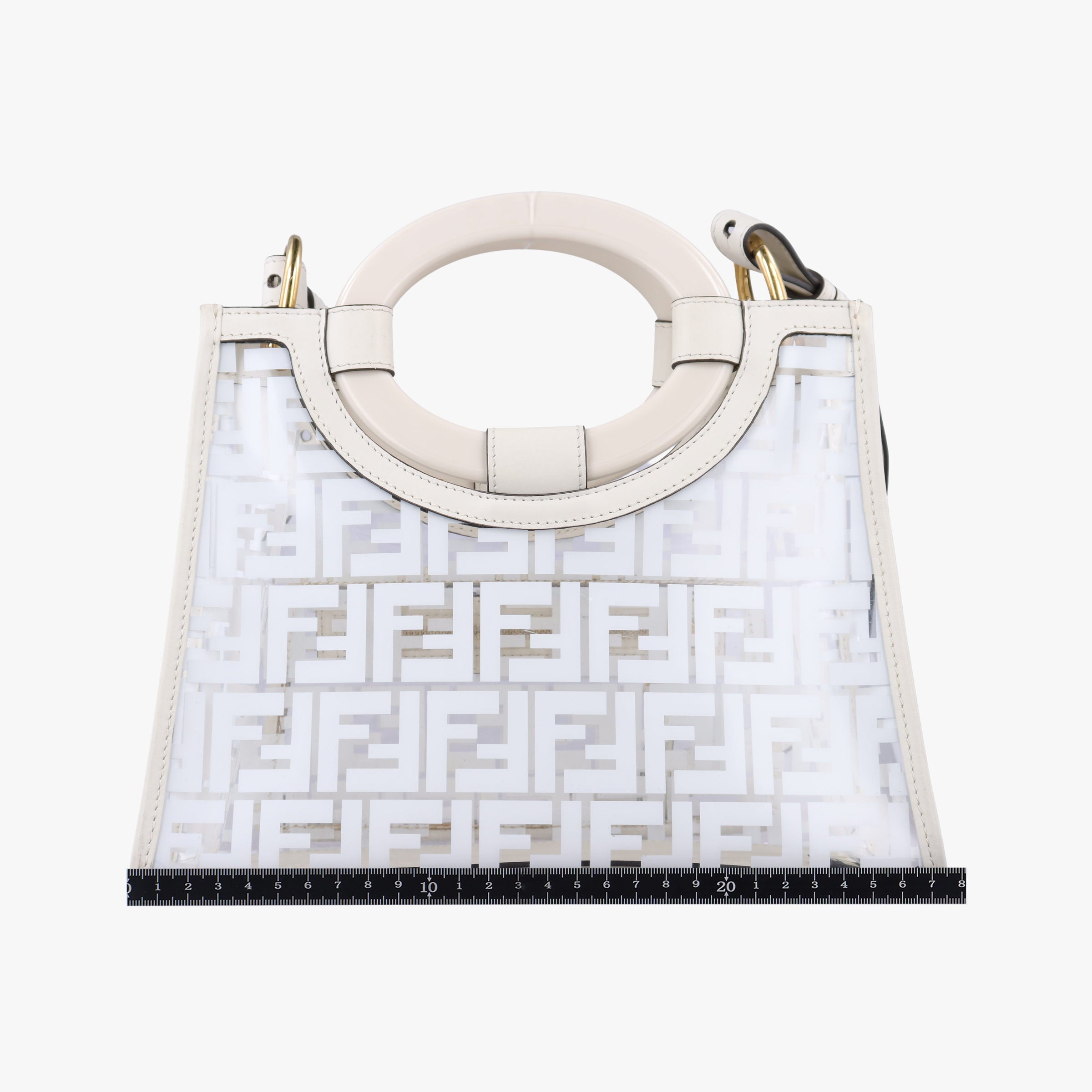 Secondhand Fendi Runaway Shopper White PVC coated canvas×Leather 8BH353 shoulderbag | stylenewstar