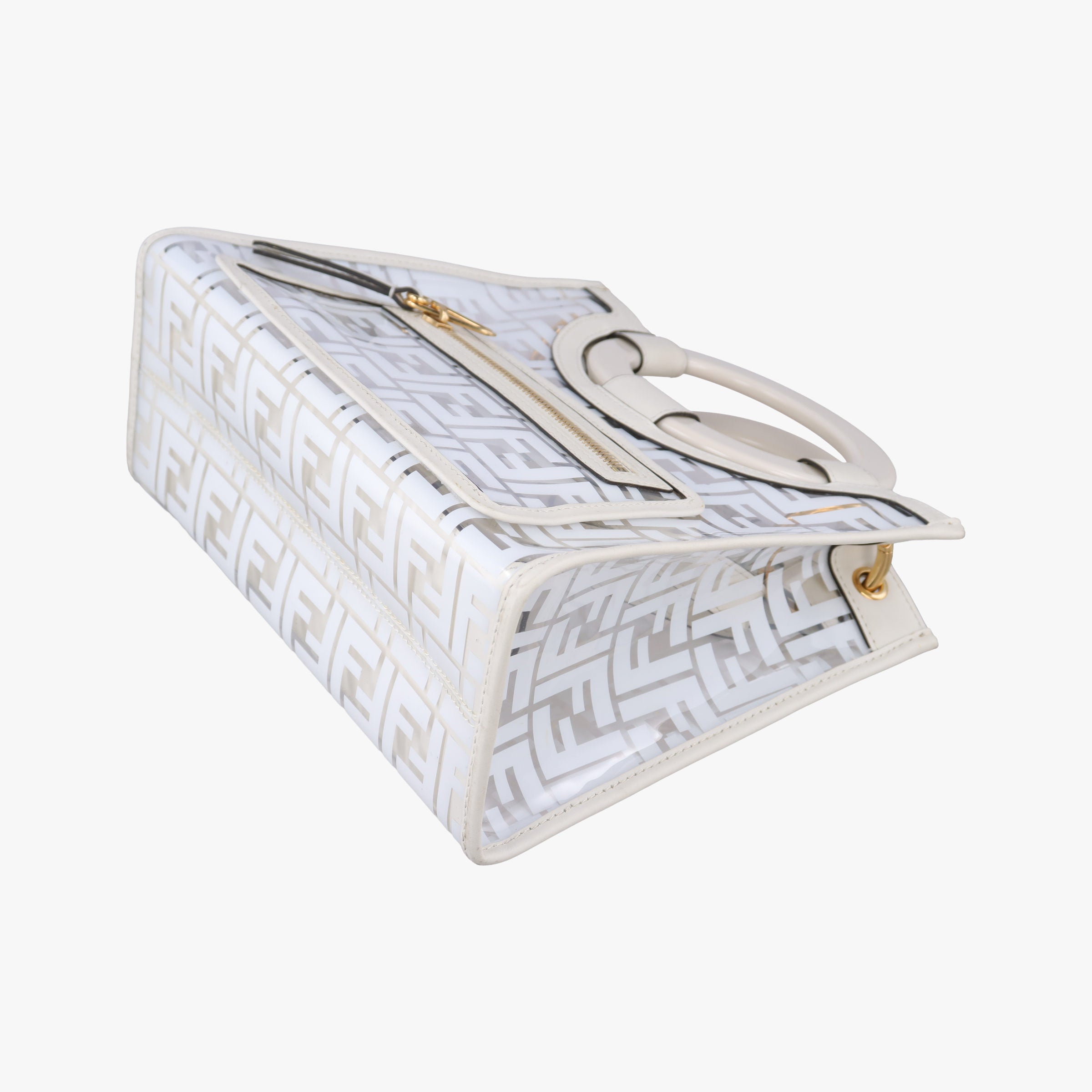 Secondhand Fendi Runaway Shopper White PVC coated canvas×Leather 8BH353 shoulderbag | stylenewstar