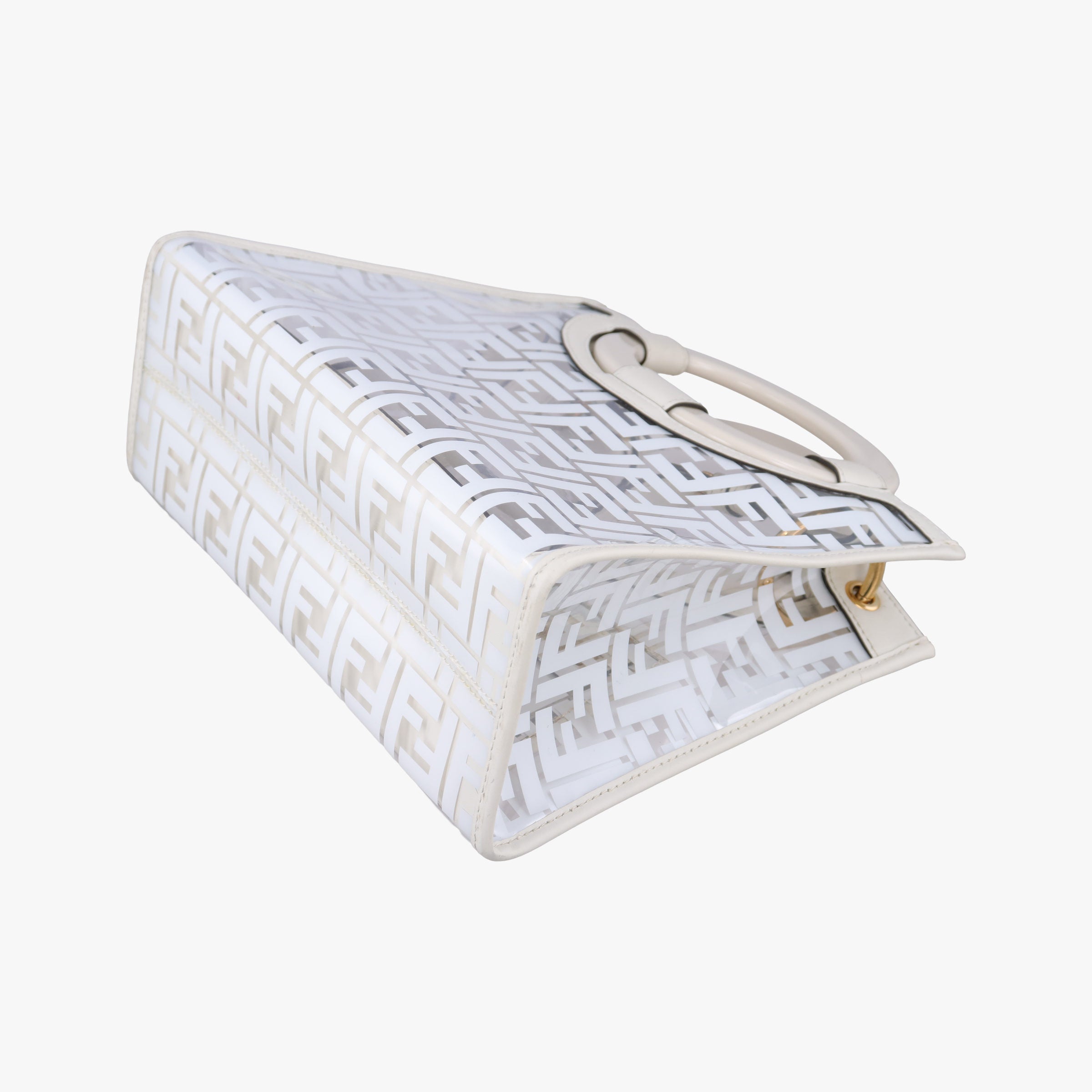 Secondhand Fendi Runaway Shopper White PVC coated canvas×Leather 8BH353 shoulderbag | stylenewstar