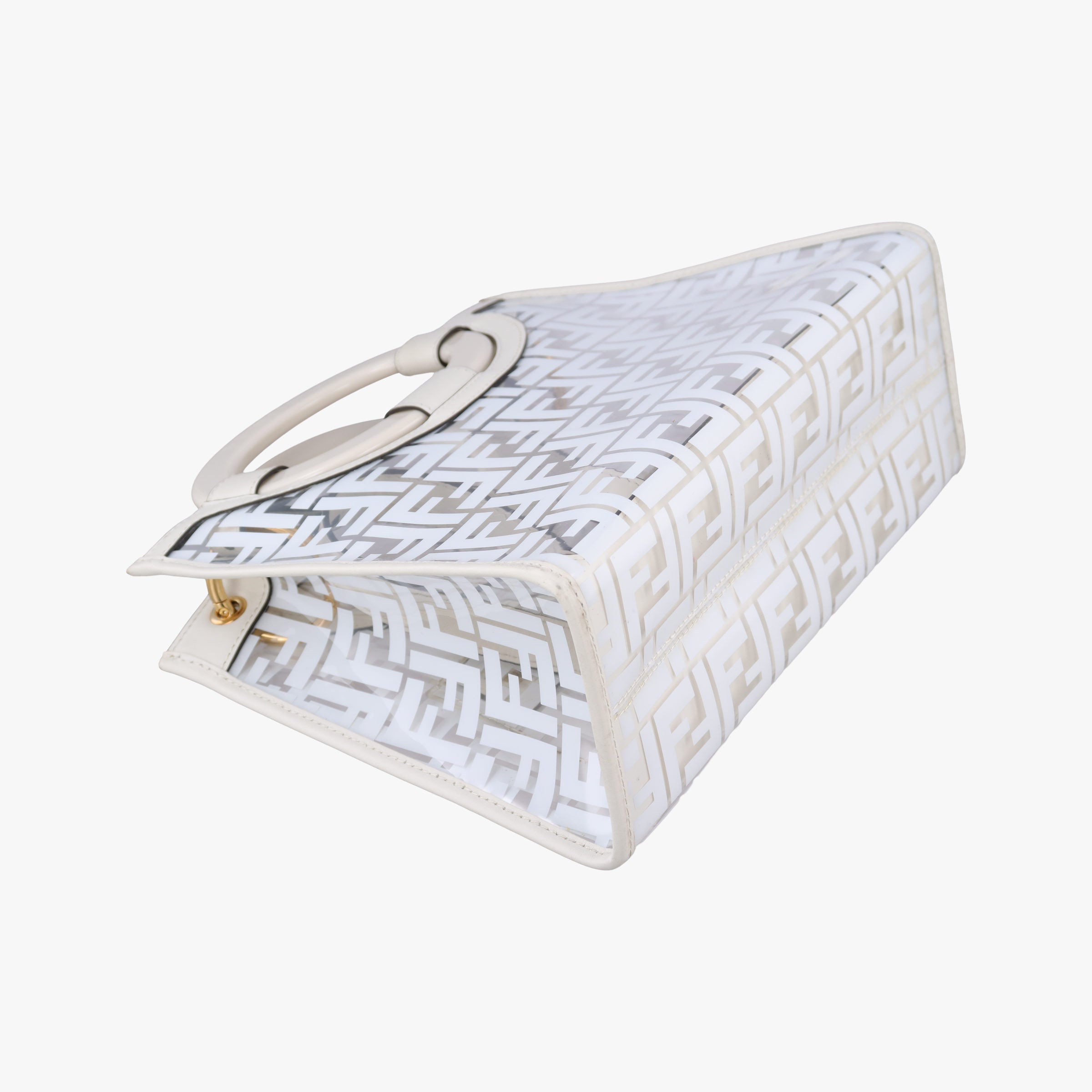 Secondhand Fendi Runaway Shopper White PVC coated canvas×Leather 8BH353 shoulderbag | stylenewstar
