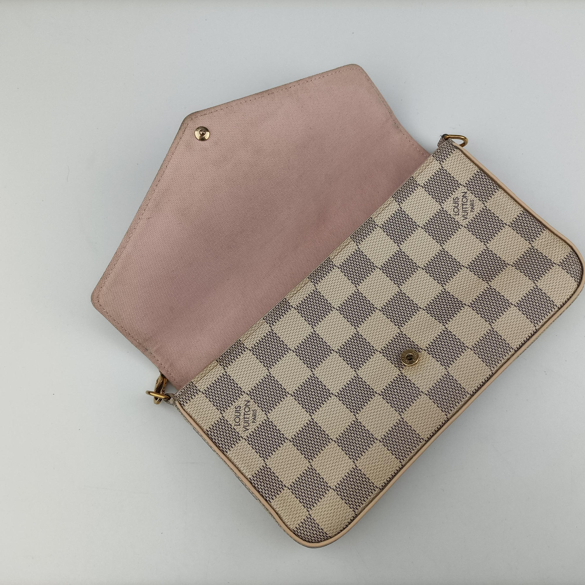 Pre-owned Louis Vuitton Pochette FeLICIE AZUR Damier Canvas N63106 shoulderbag | stylenewstar