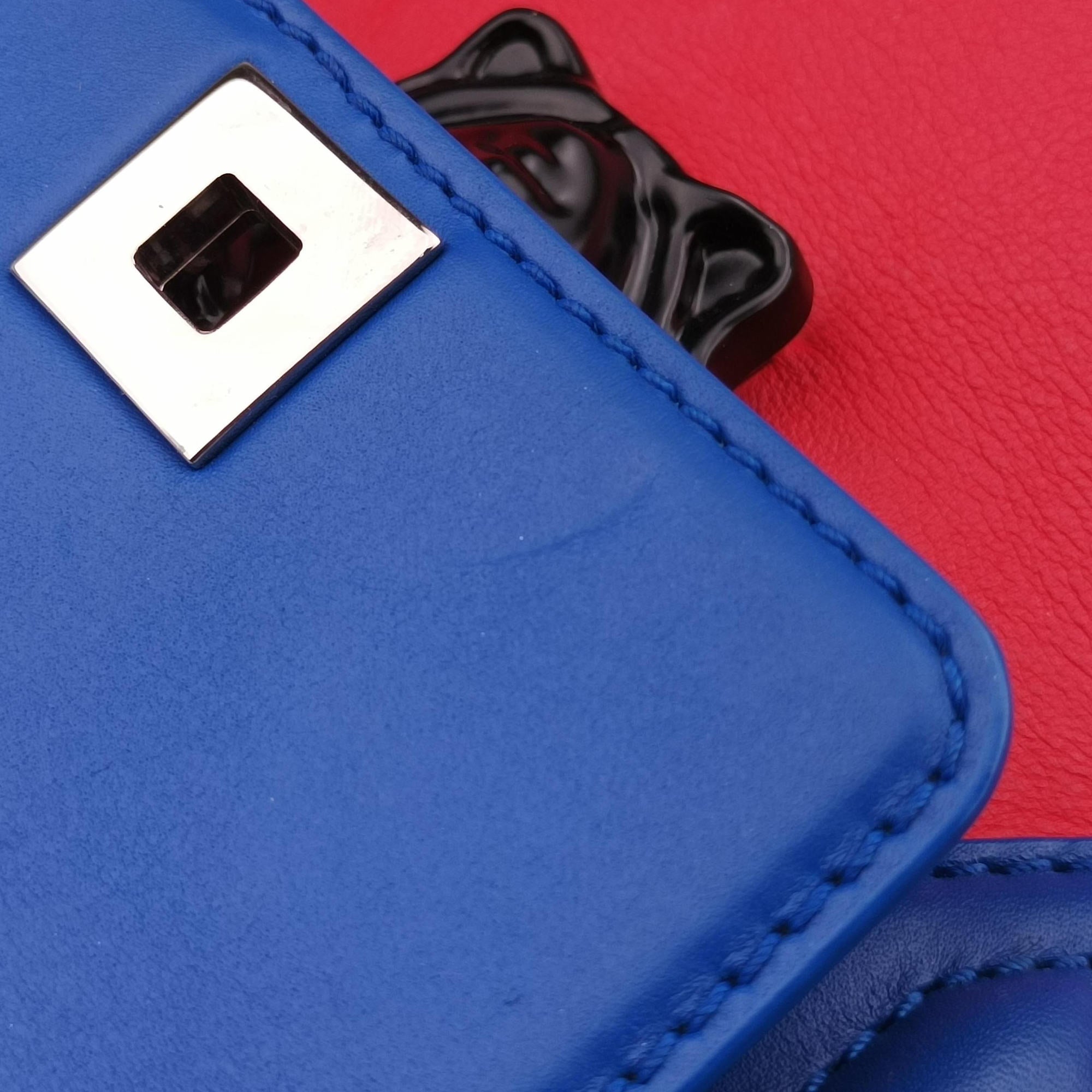 Pre-owned VERSACE Palazzo Empire Red×Black×blue Leather  shoulderbag | stylenewstar