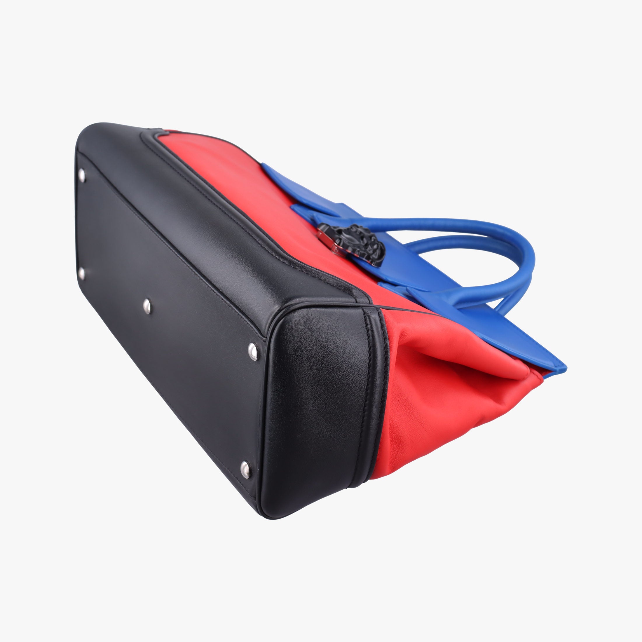 Pre-owned VERSACE Palazzo Empire Red×Black×blue Leather  shoulderbag | stylenewstar