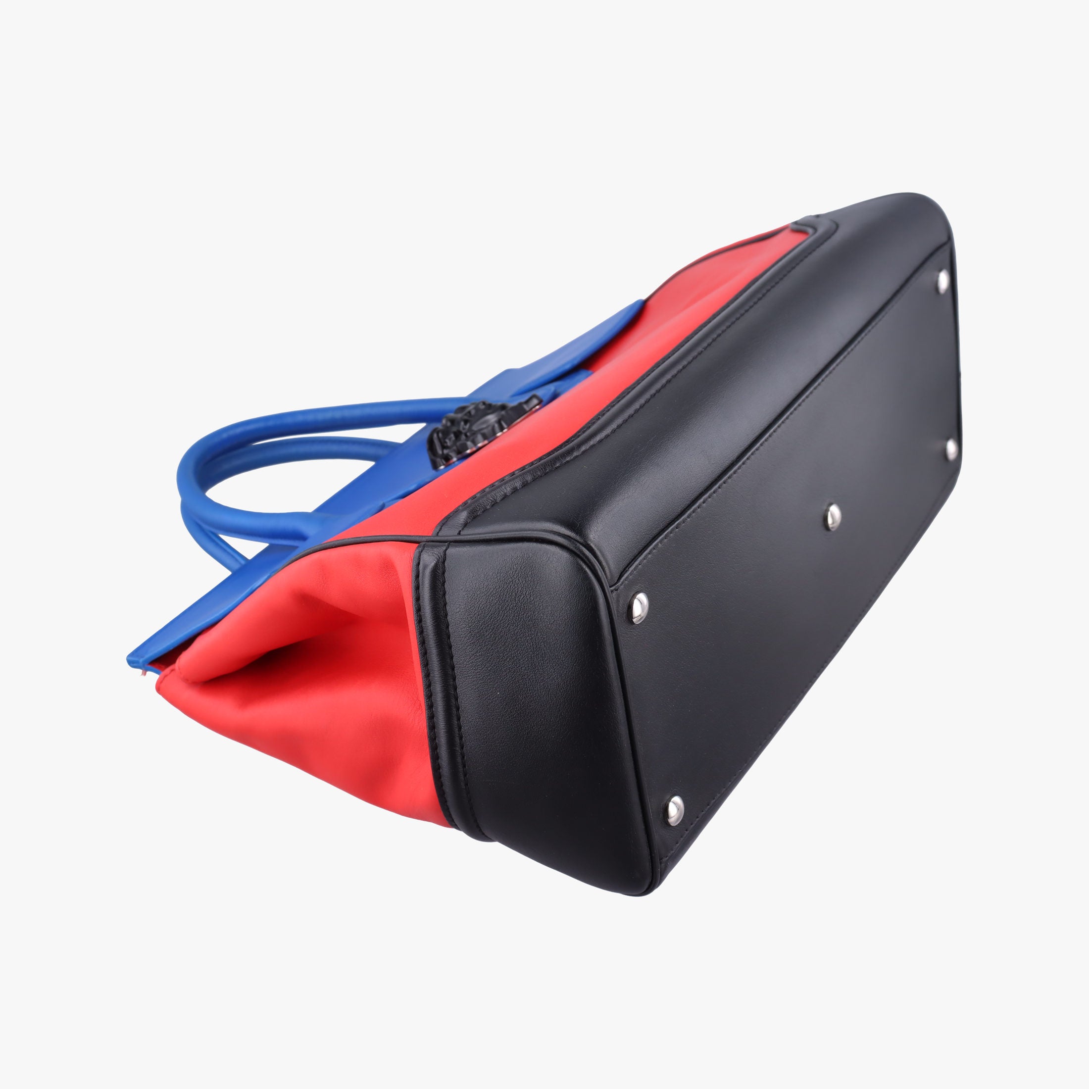 Pre-owned VERSACE Palazzo Empire Red×Black×blue Leather  shoulderbag | stylenewstar