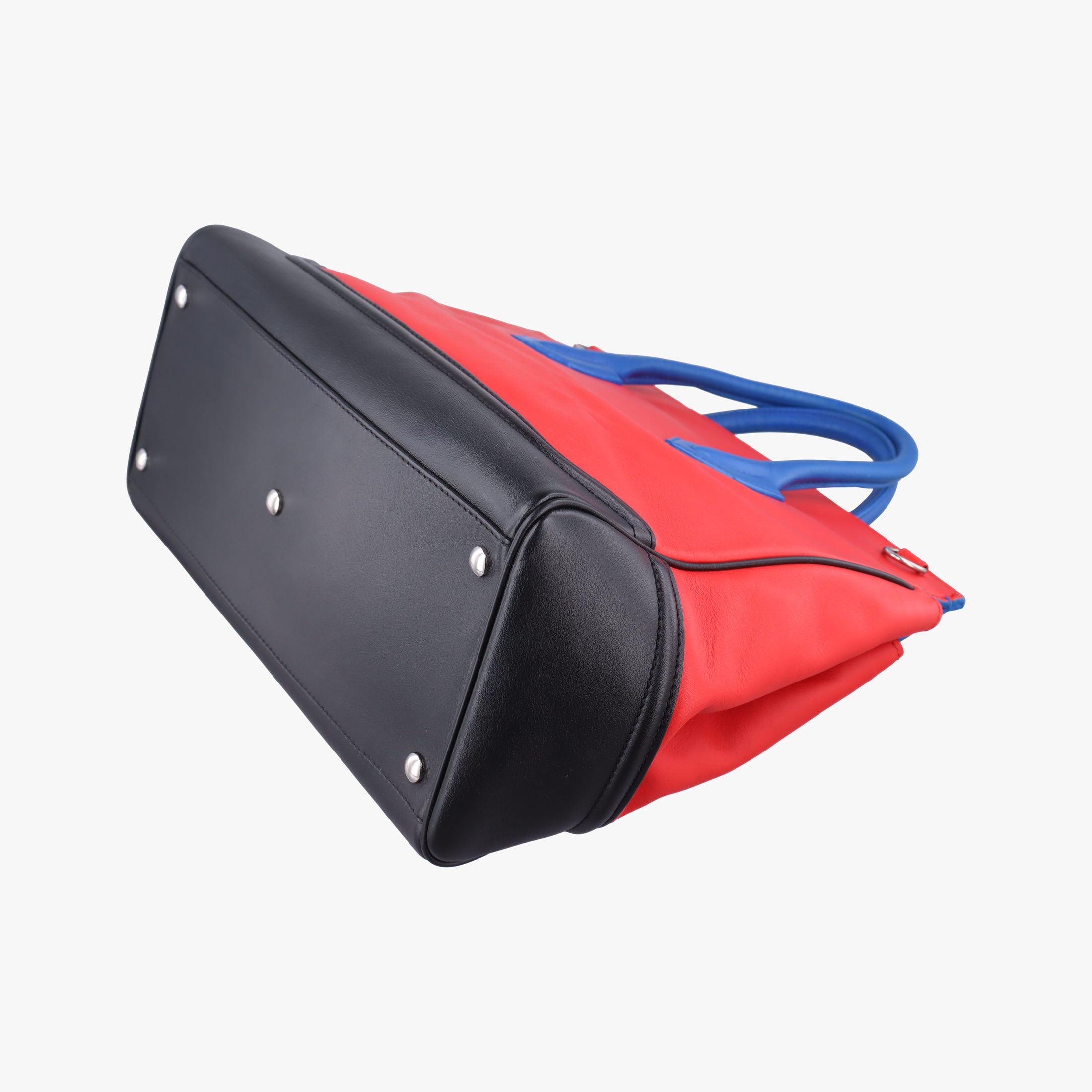 Pre-owned VERSACE Palazzo Empire Red×Black×blue Leather  shoulderbag | stylenewstar