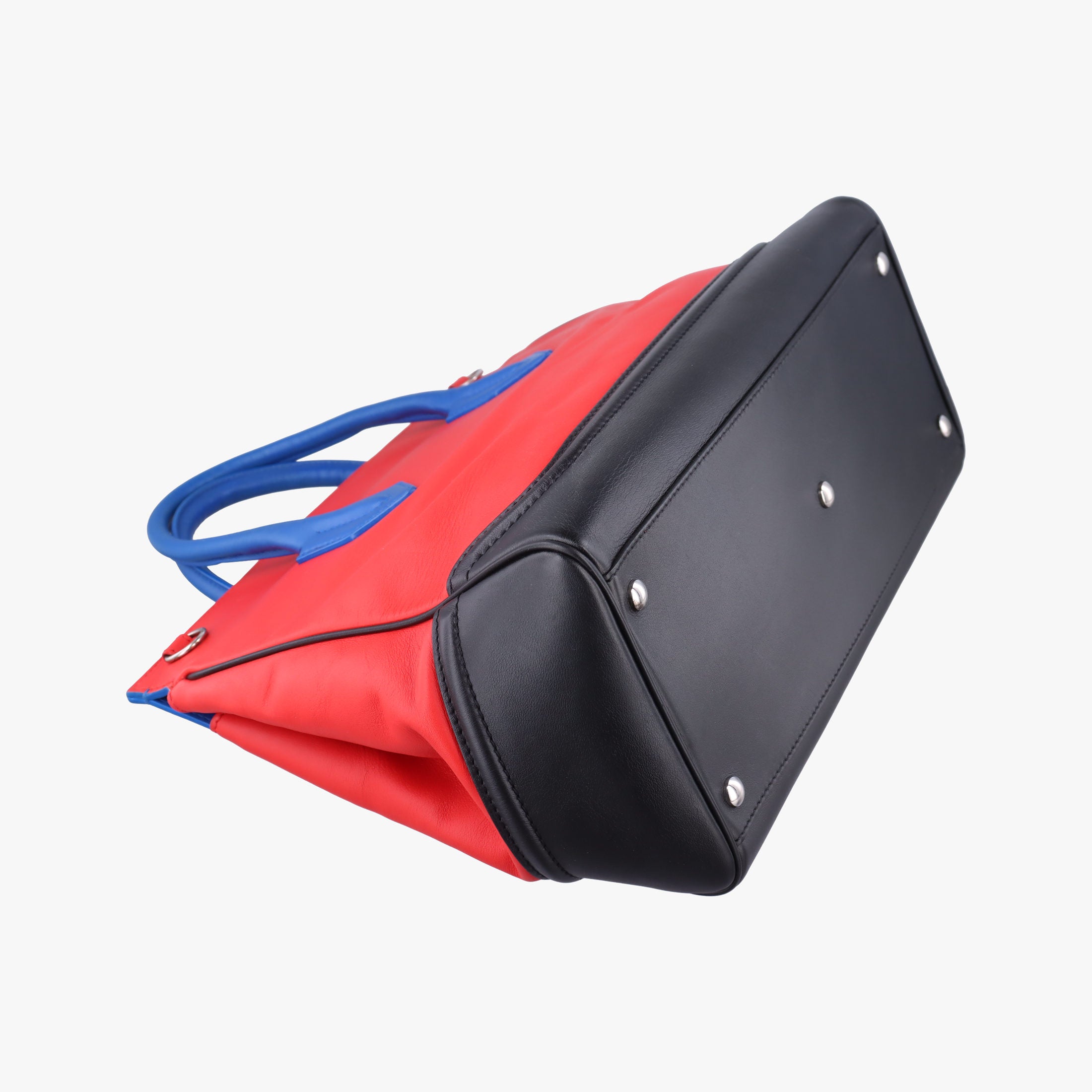 Pre-owned VERSACE Palazzo Empire Red×Black×blue Leather  shoulderbag | stylenewstar