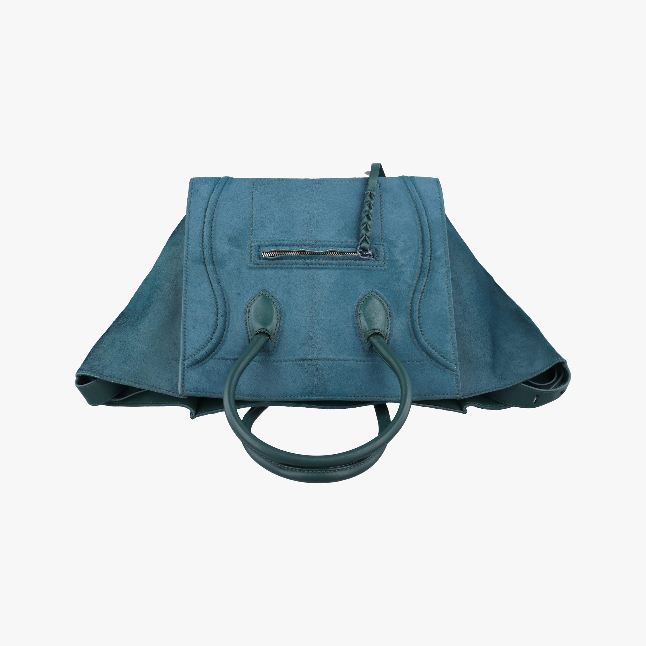 Pre-owned Celine Luggage Square Phantom Green Pony Hair  handbag | stylenewstar