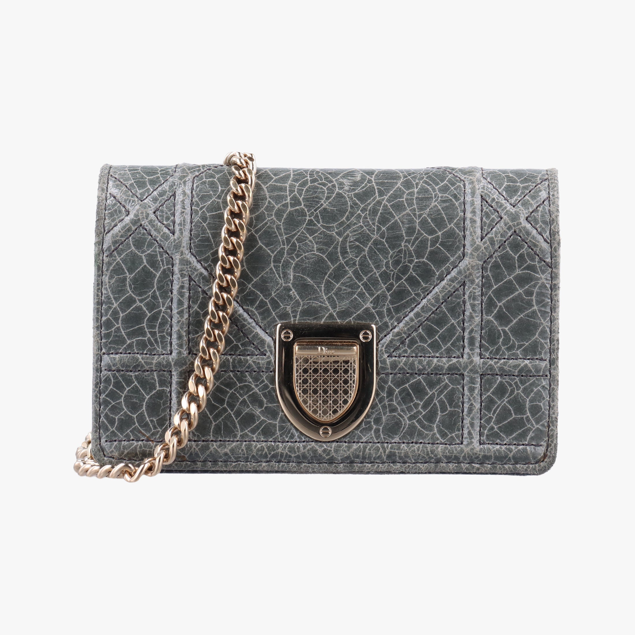 Pre-owned Christian Dior Diorama Grey Leather  shoulderbag | stylenewstar