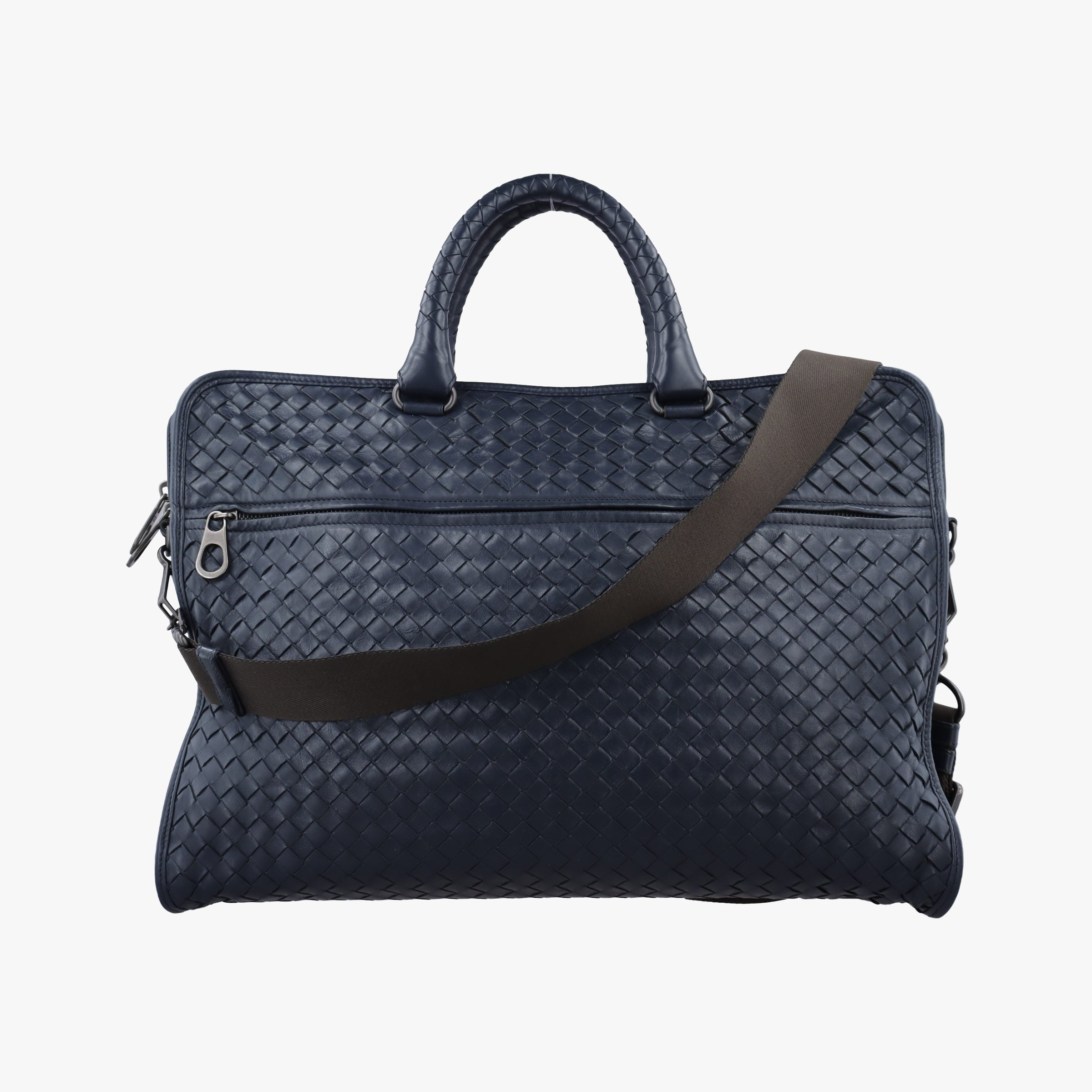 Pre-owned Bottega Veneta Intrecciato Navy lambskin  shoulderbag | stylenewstar
