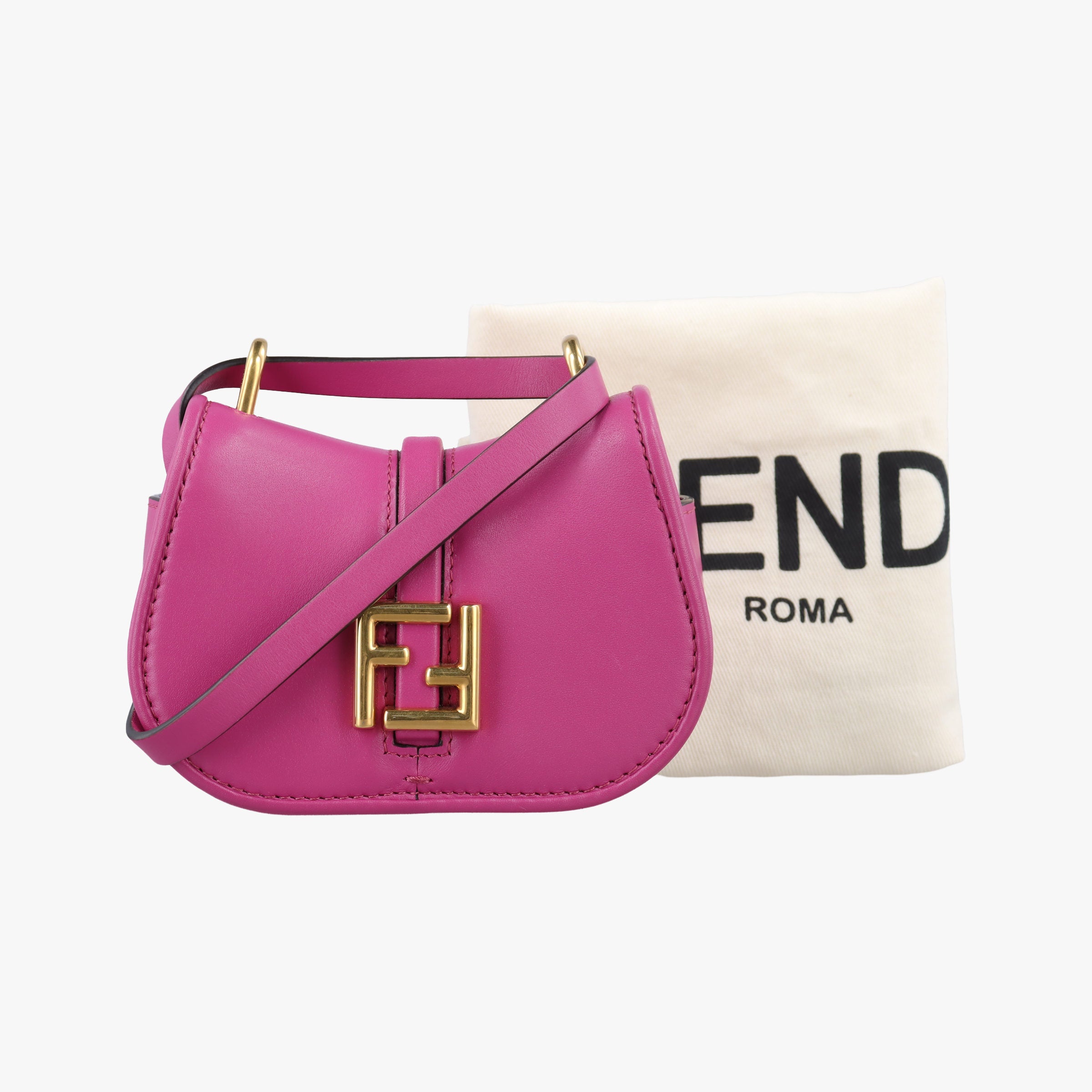 Pre-owned Fendi C'mon Small Rose Leather 7AS219 shoulderbag | stylenewstar