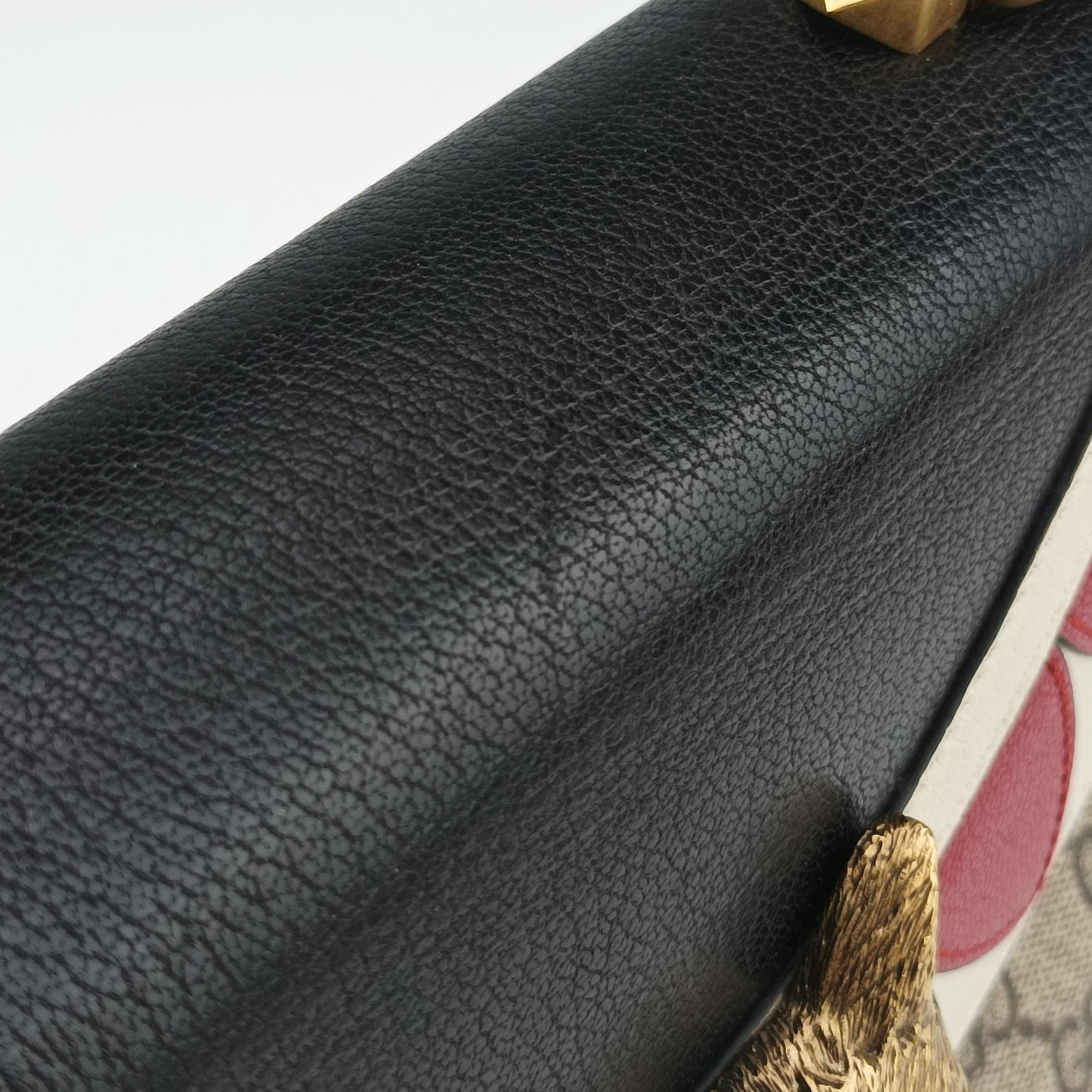 Pre-owned Gucci Fox Brooch Bamboo Beige×Multicolour PVC coated canvas×leather 466428 handbag | stylenewstar
