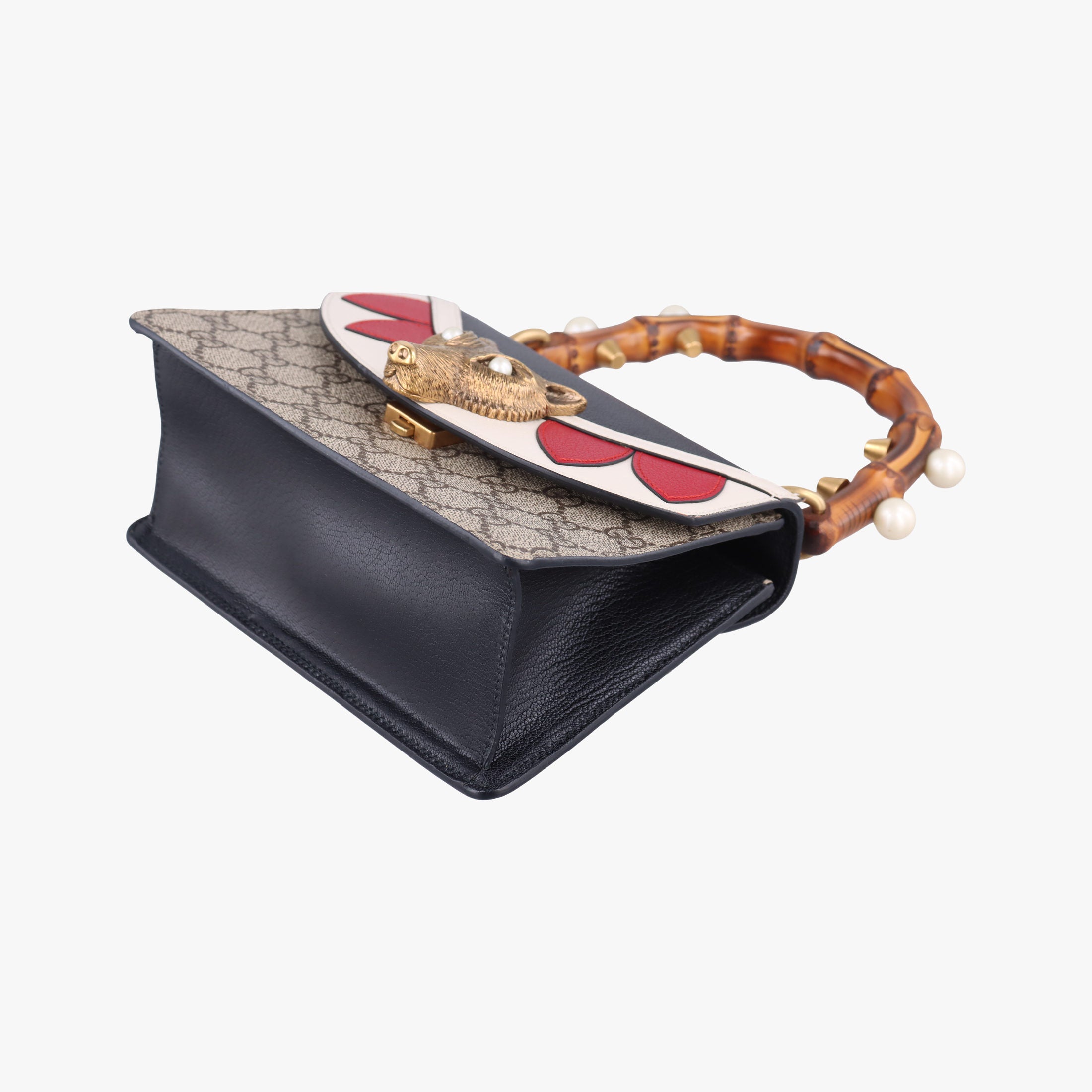 Pre-owned Gucci Fox Brooch Bamboo Beige×Multicolour PVC coated canvas×leather 466428 handbag | stylenewstar