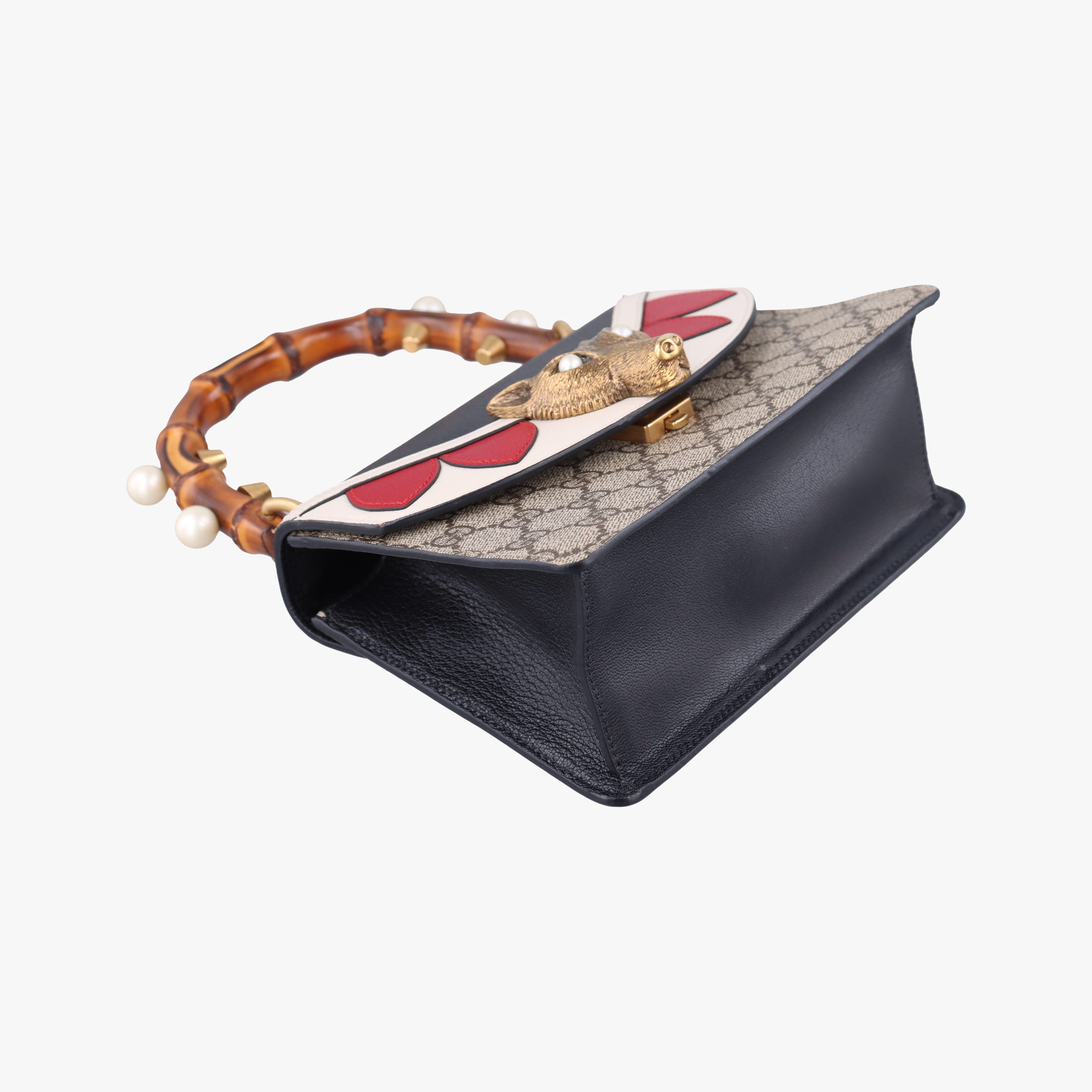Pre-owned Gucci Fox Brooch Bamboo Beige×Multicolour PVC coated canvas×leather 466428 handbag | stylenewstar