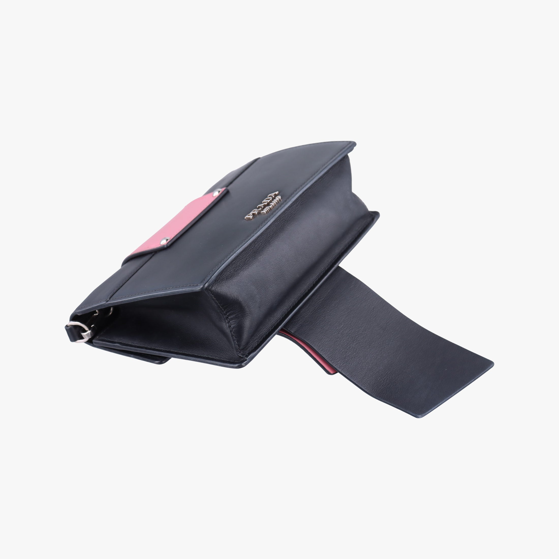 Pre-owned Prada Crystal Ribbons Pink×Black×Multicolour Leather 1BD067 shoulderbag | stylenewstar