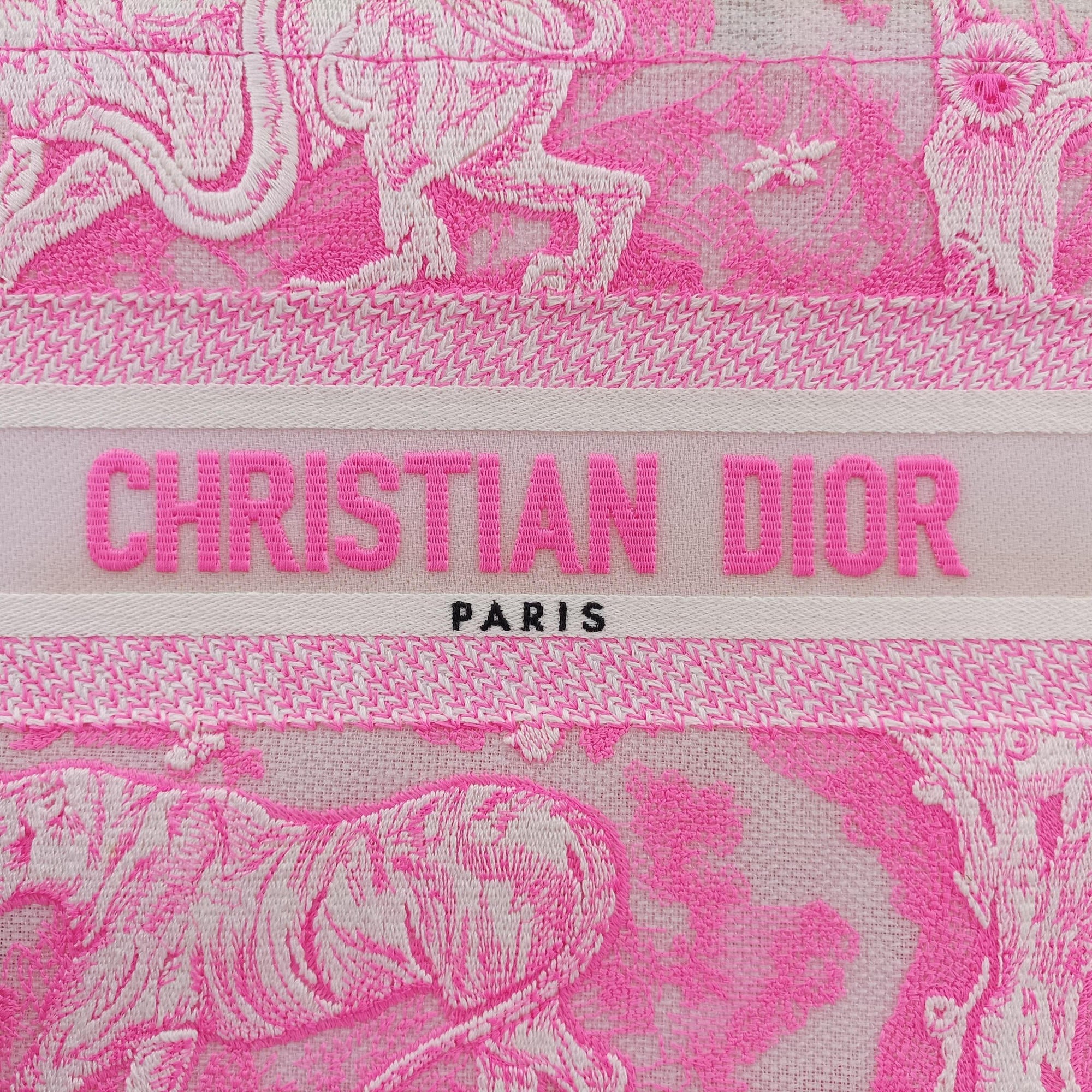 Secondhand Christian Dior Book Tote Small Pink canvas  handbag | stylenewstar