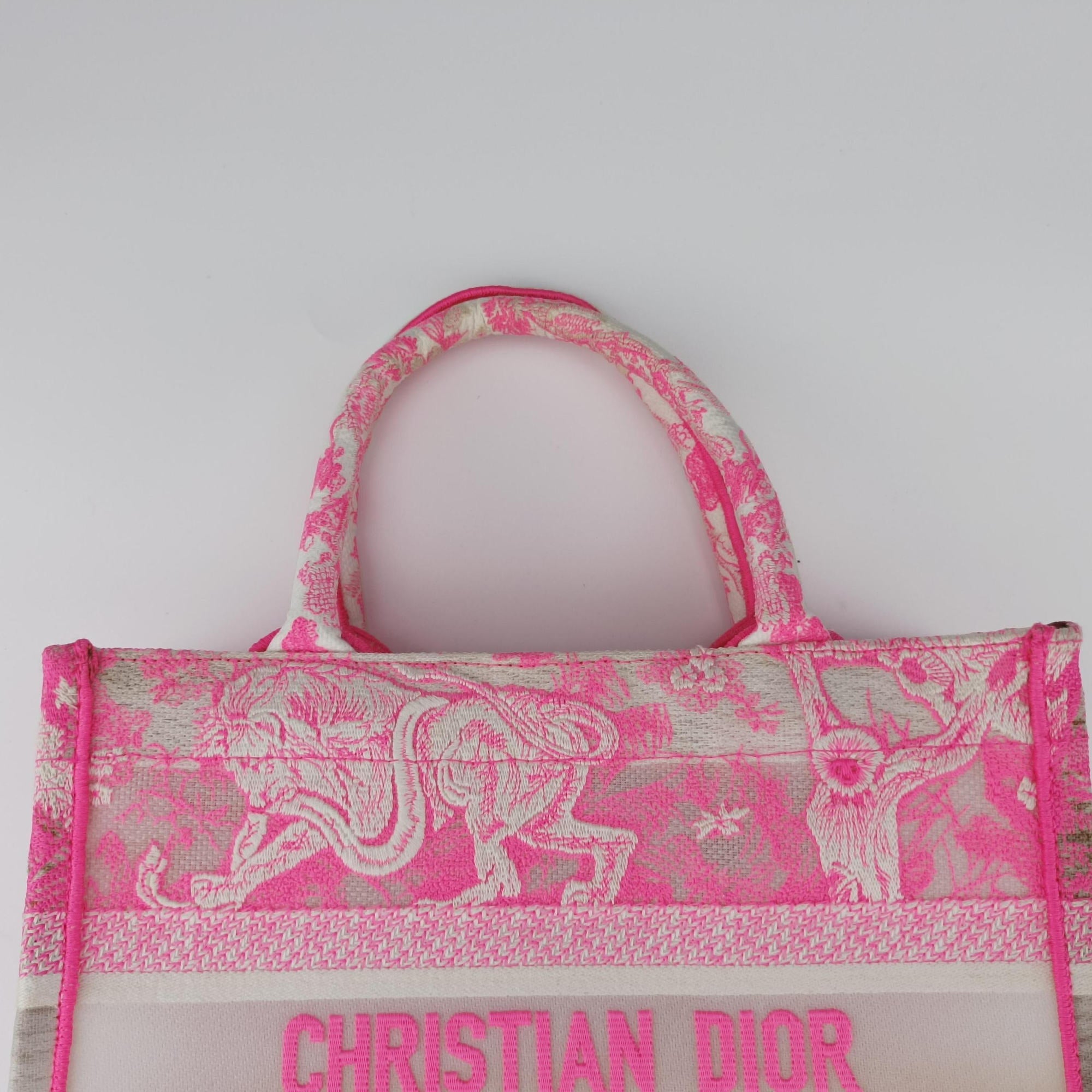 Secondhand Christian Dior Book Tote Small Pink canvas  handbag | stylenewstar
