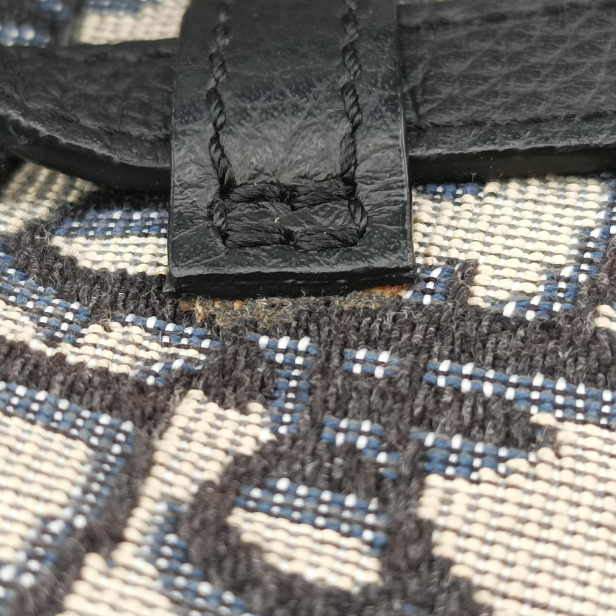 Pre-owned Christian Dior saddle Gray×Navy×Black Jacquard×Leather  bum bag/waist bag | stylenewstar