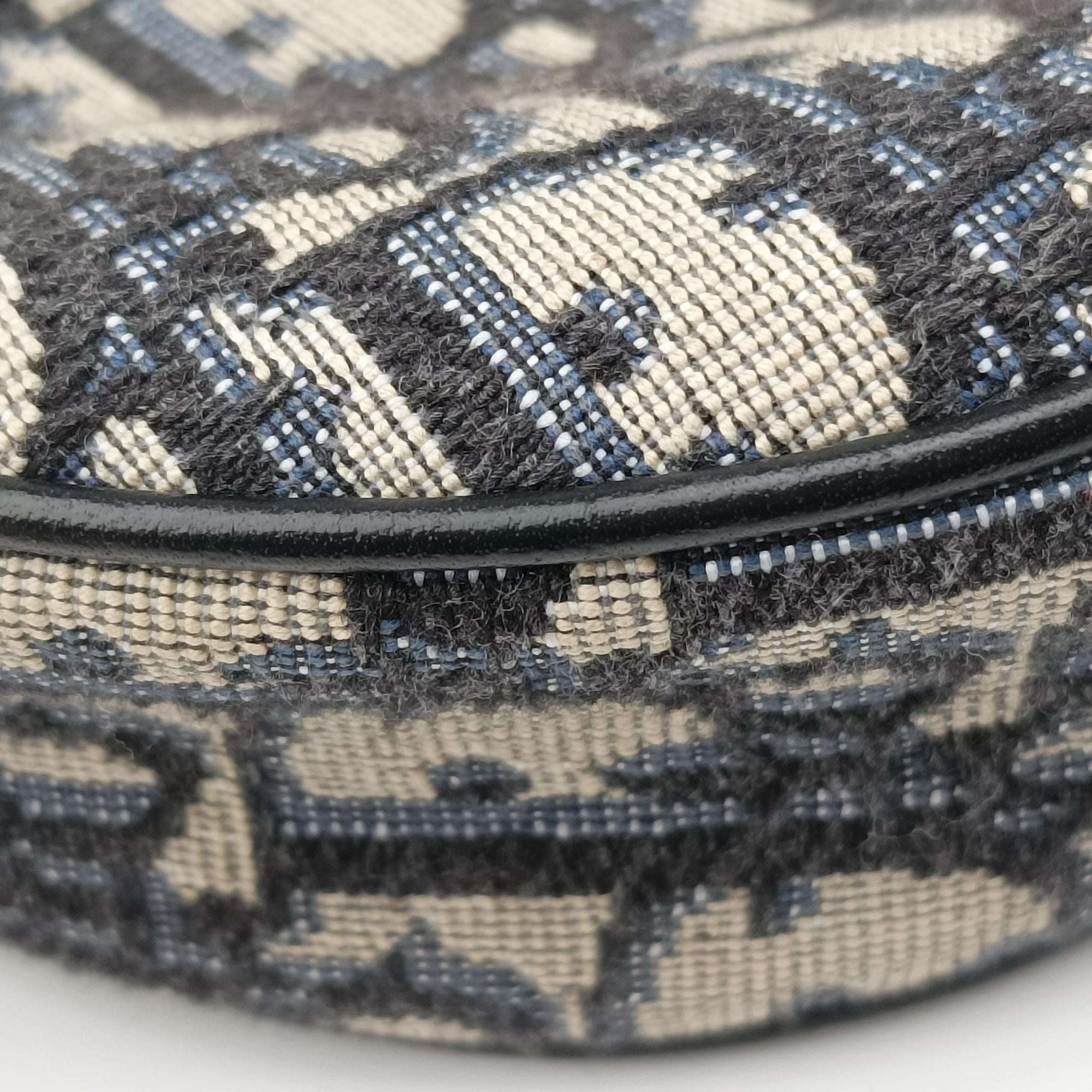 Pre-owned Christian Dior saddle Gray×Navy×Black Jacquard×Leather  bum bag/waist bag | stylenewstar