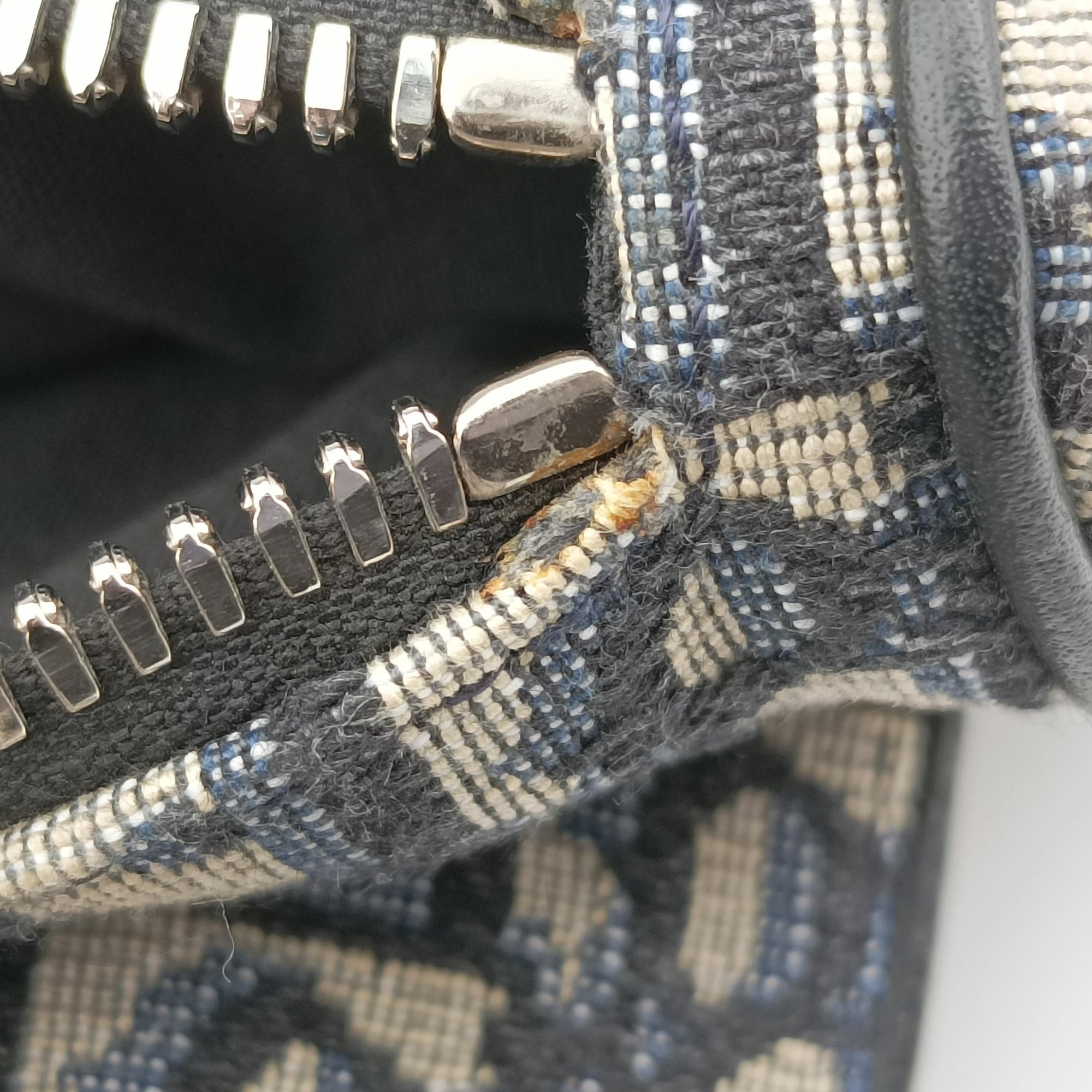 Pre-owned Christian Dior saddle Gray×Navy×Black Jacquard×Leather  bum bag/waist bag | stylenewstar