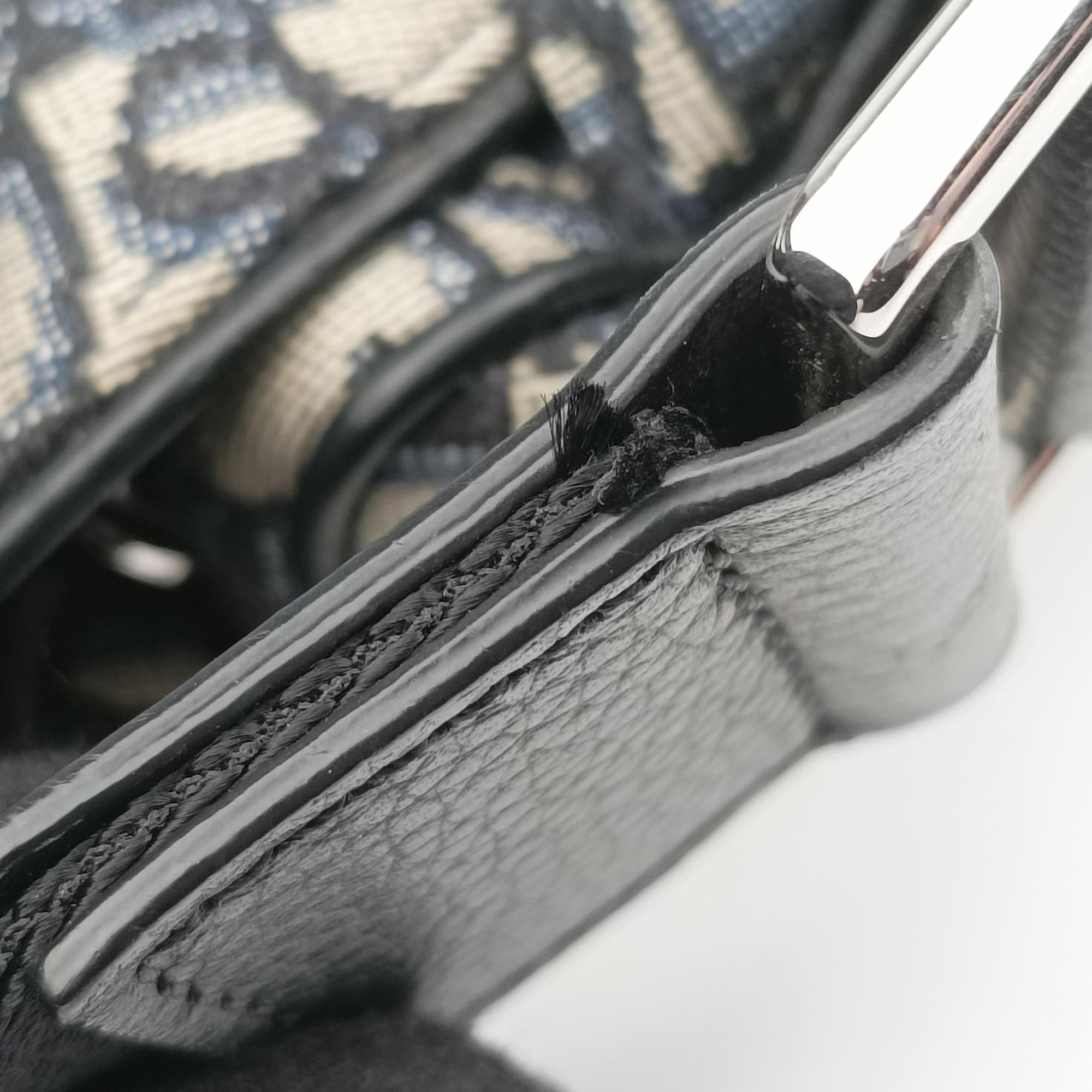Pre-owned Christian Dior saddle Gray×Navy×Black Jacquard×Leather  bum bag/waist bag | stylenewstar