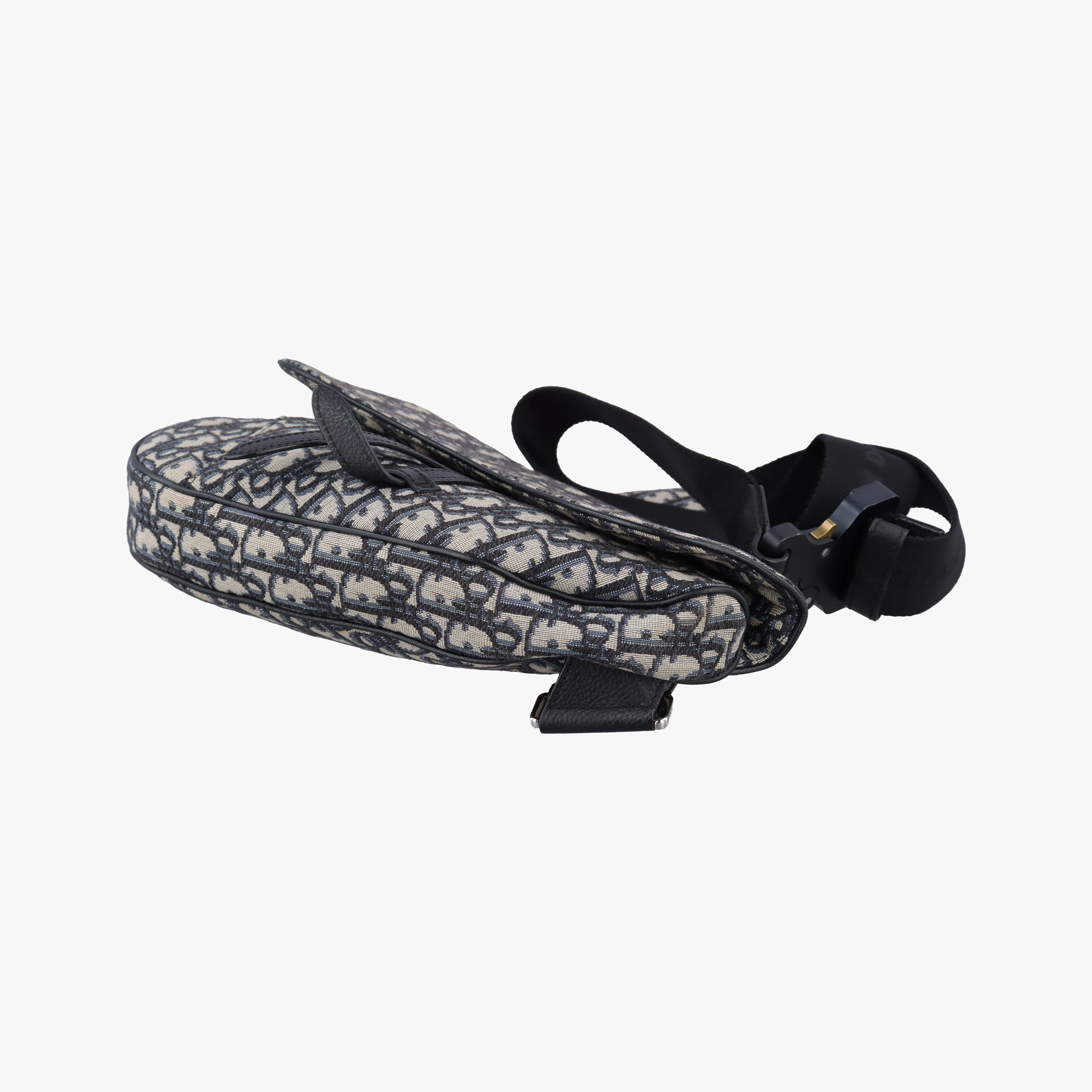 Pre-owned Christian Dior saddle Gray×Navy×Black Jacquard×Leather  bum bag/waist bag | stylenewstar