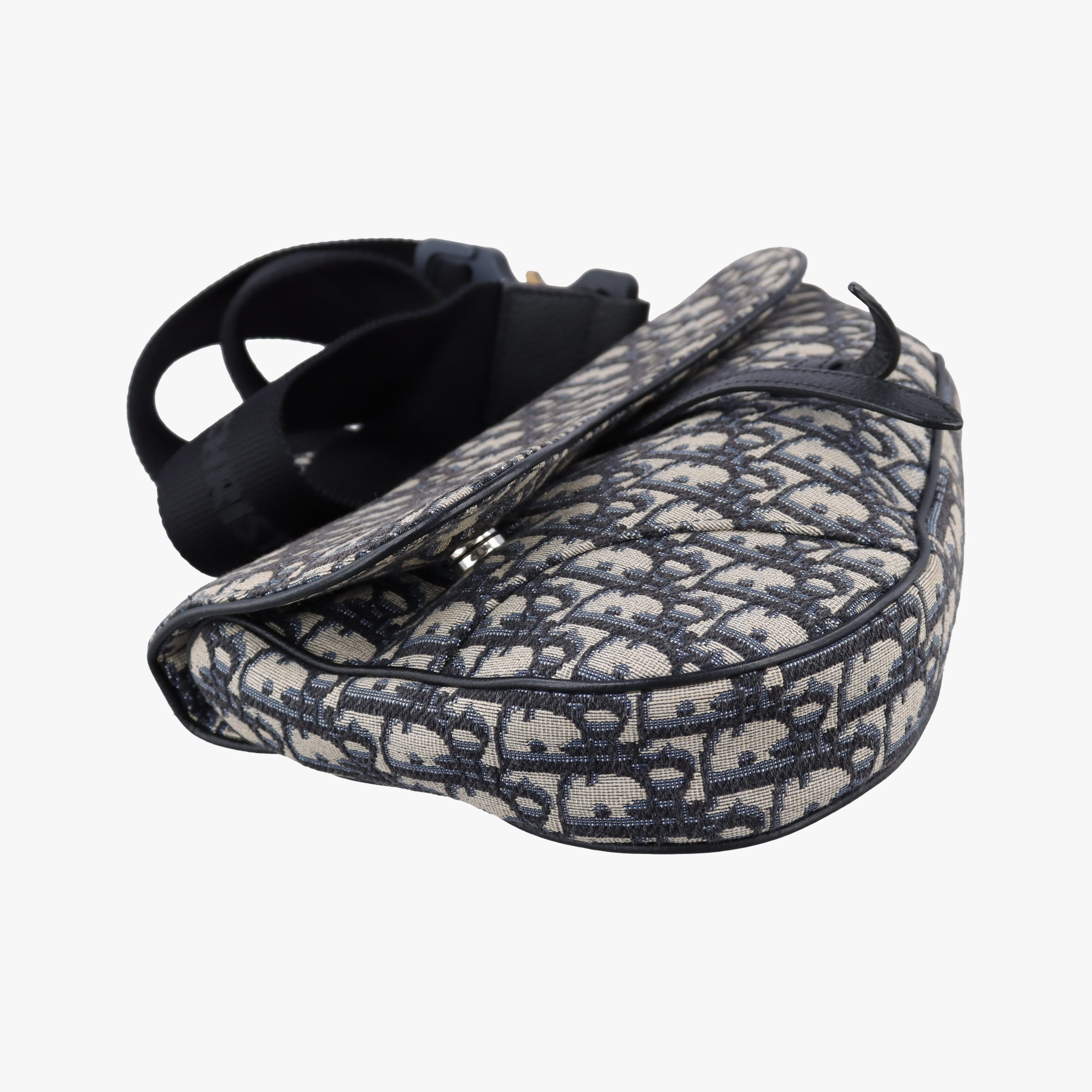 Pre-owned Christian Dior saddle Gray×Navy×Black Jacquard×Leather  bum bag/waist bag | stylenewstar