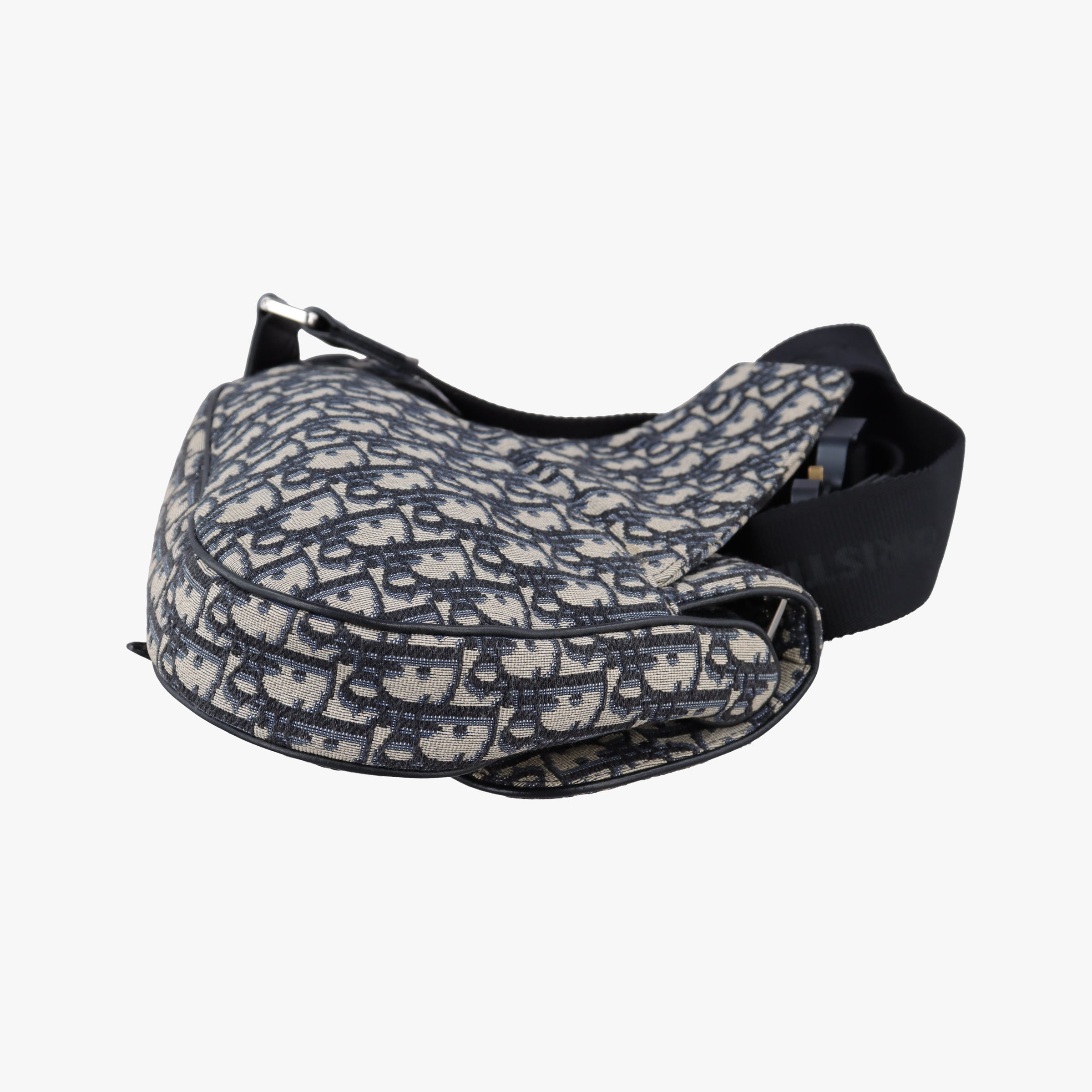 Pre-owned Christian Dior saddle Gray×Navy×Black Jacquard×Leather  bum bag/waist bag | stylenewstar