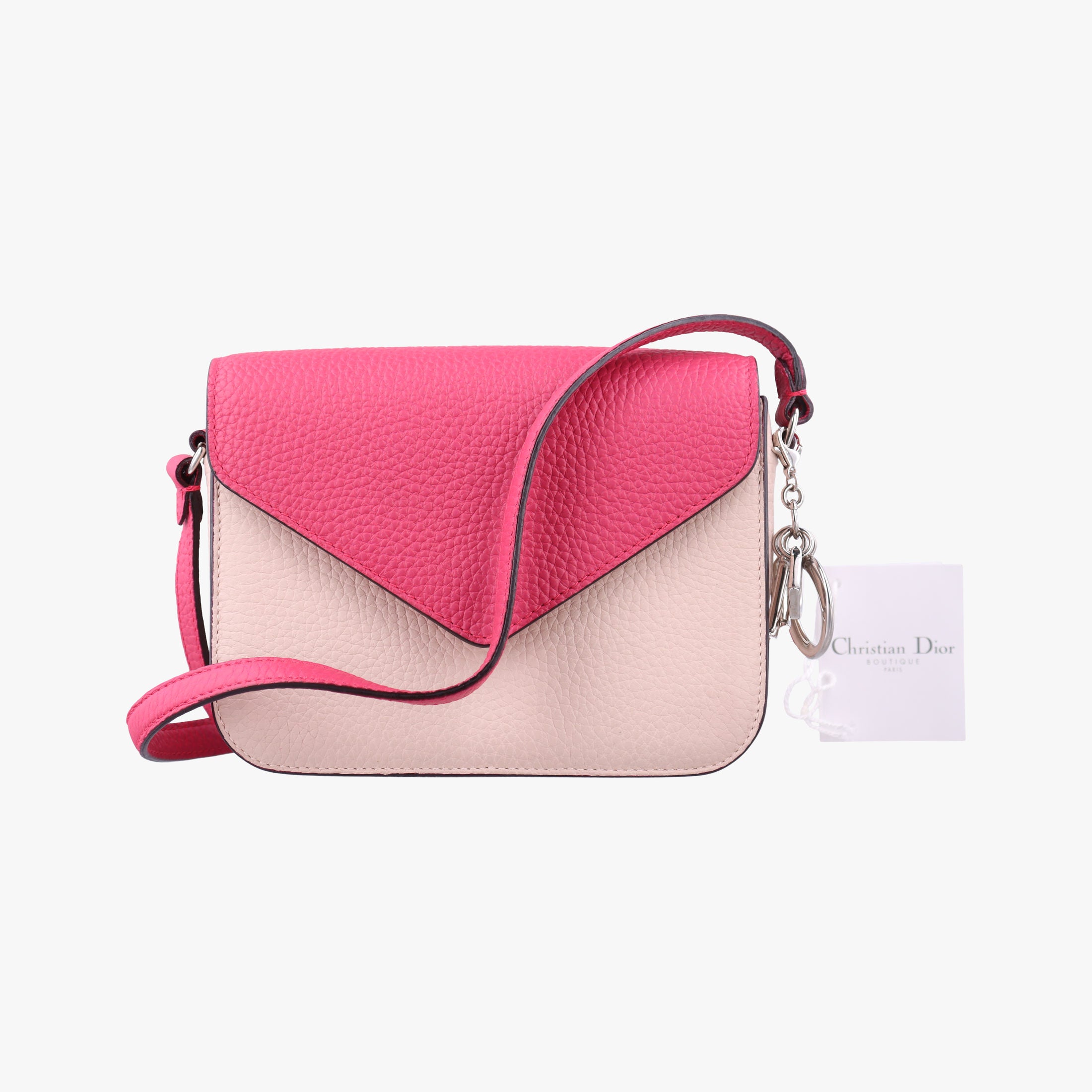 Pre-owned Christian Dior Diorissimo Promenade Envelope Pouch Pink x Light Pink Leather  shoulderbag | stylenewstar