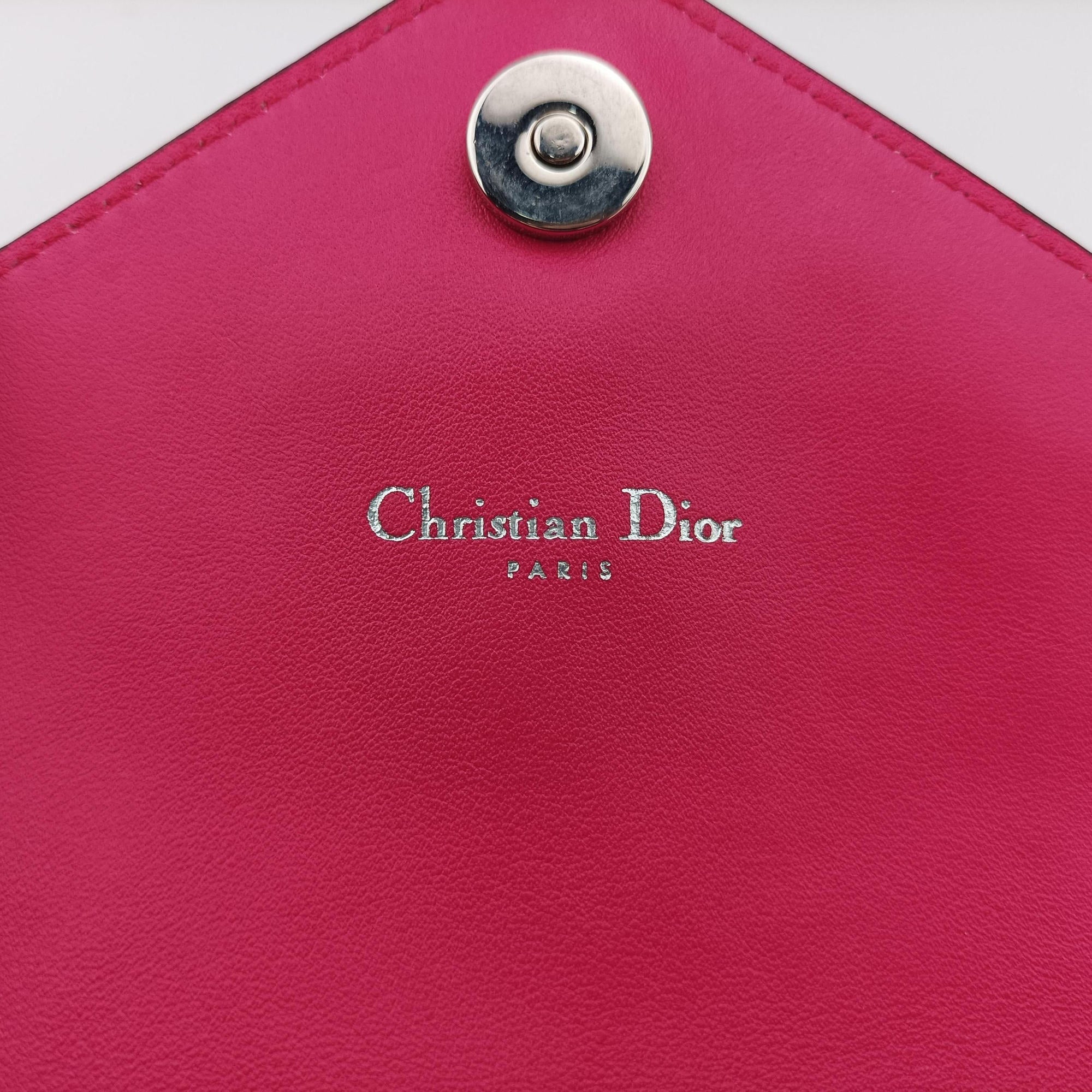 Pre-owned Christian Dior Diorissimo Promenade Envelope Pouch Pink x Light Pink Leather  shoulderbag | stylenewstar