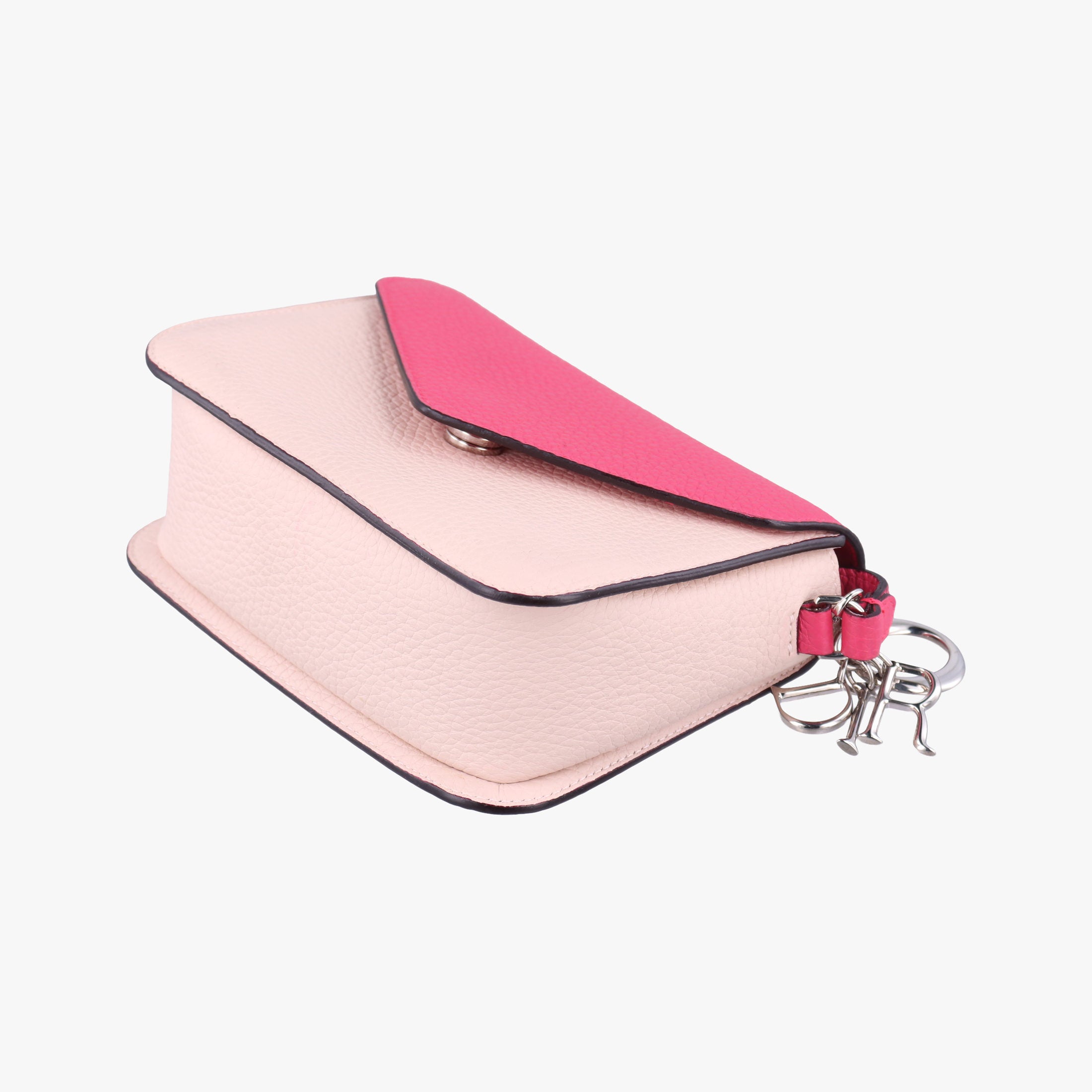 Pre-owned Christian Dior Diorissimo Promenade Envelope Pouch Pink x Light Pink Leather  shoulderbag | stylenewstar