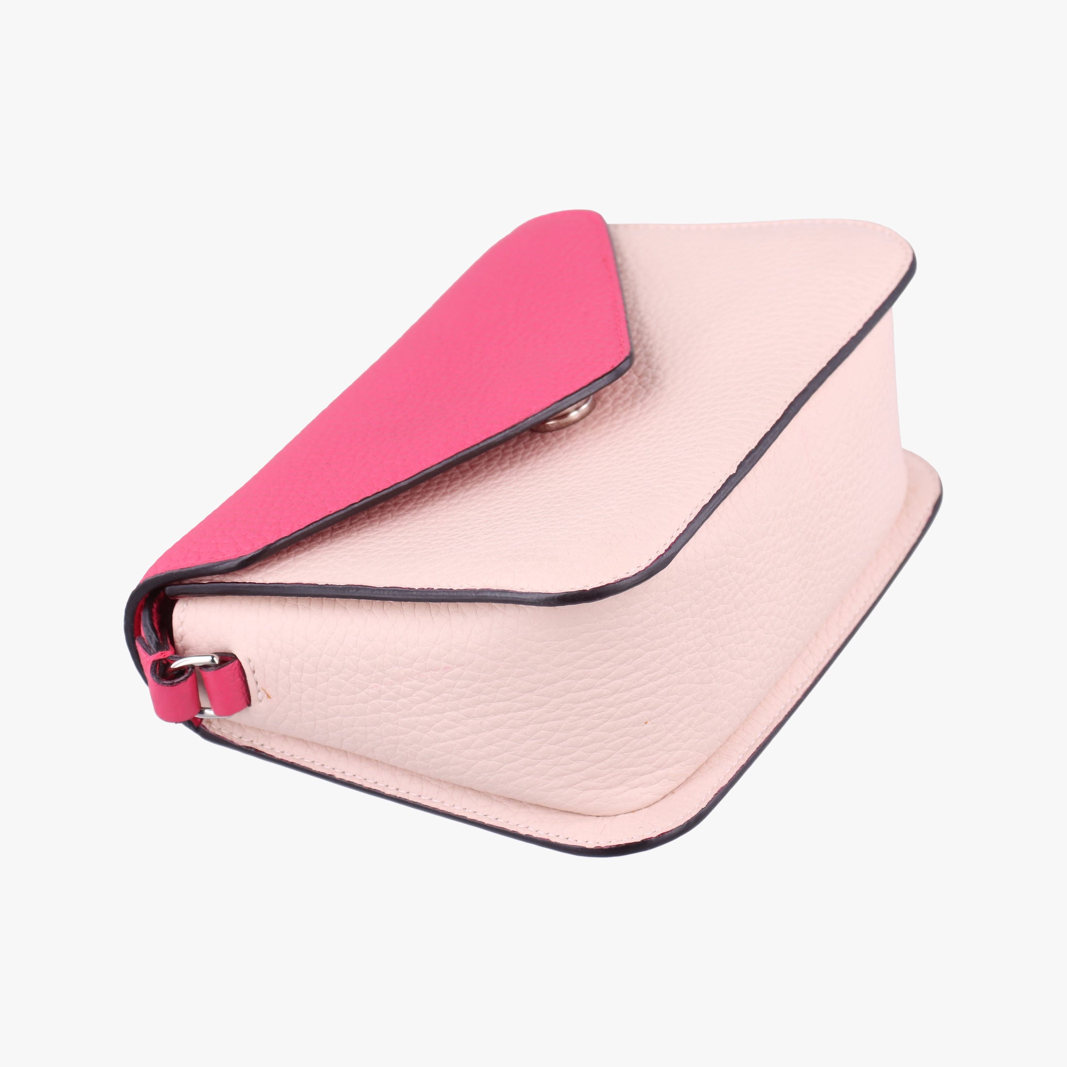 Pre-owned Christian Dior Diorissimo Promenade Envelope Pouch Pink x Light Pink Leather  shoulderbag | stylenewstar