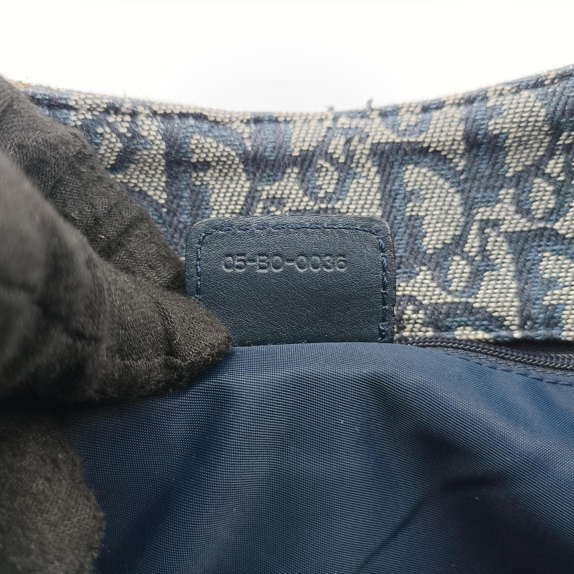 Pre-owned Christian Dior CD Logo Trotter Navy×Grey Jacquard×Leather  shoulderbag | stylenewstar
