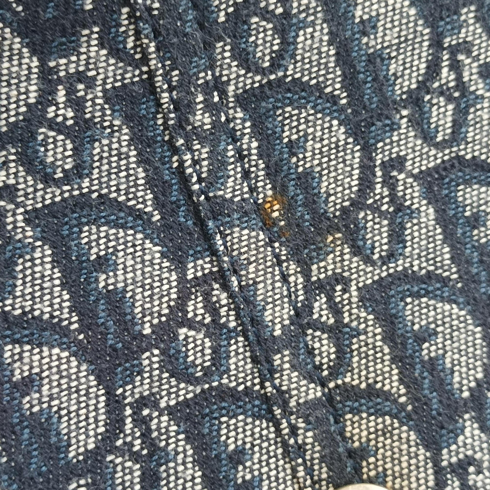 Pre-owned Christian Dior CD Logo Trotter Navy×Grey Jacquard×Leather  shoulderbag | stylenewstar